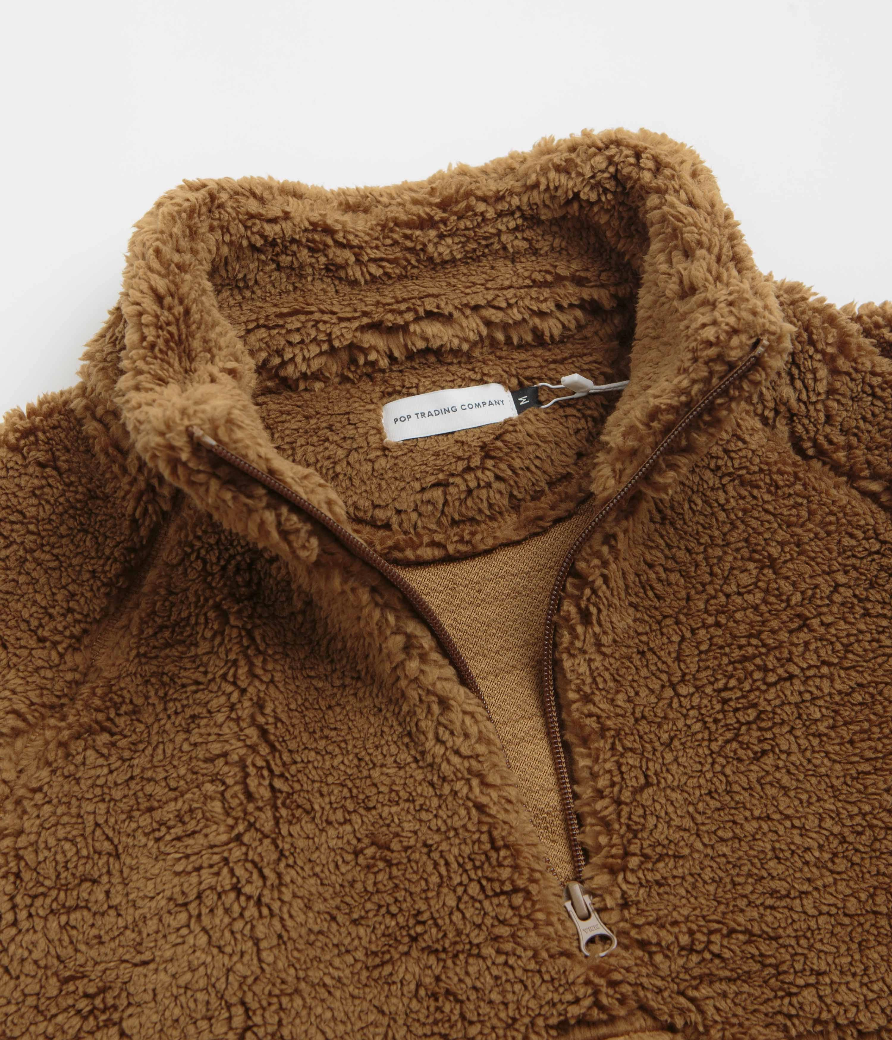 Pop Trading Company Polar 1/2 Zip Fleece Sweatshirt - Bison Sports Style product clearance