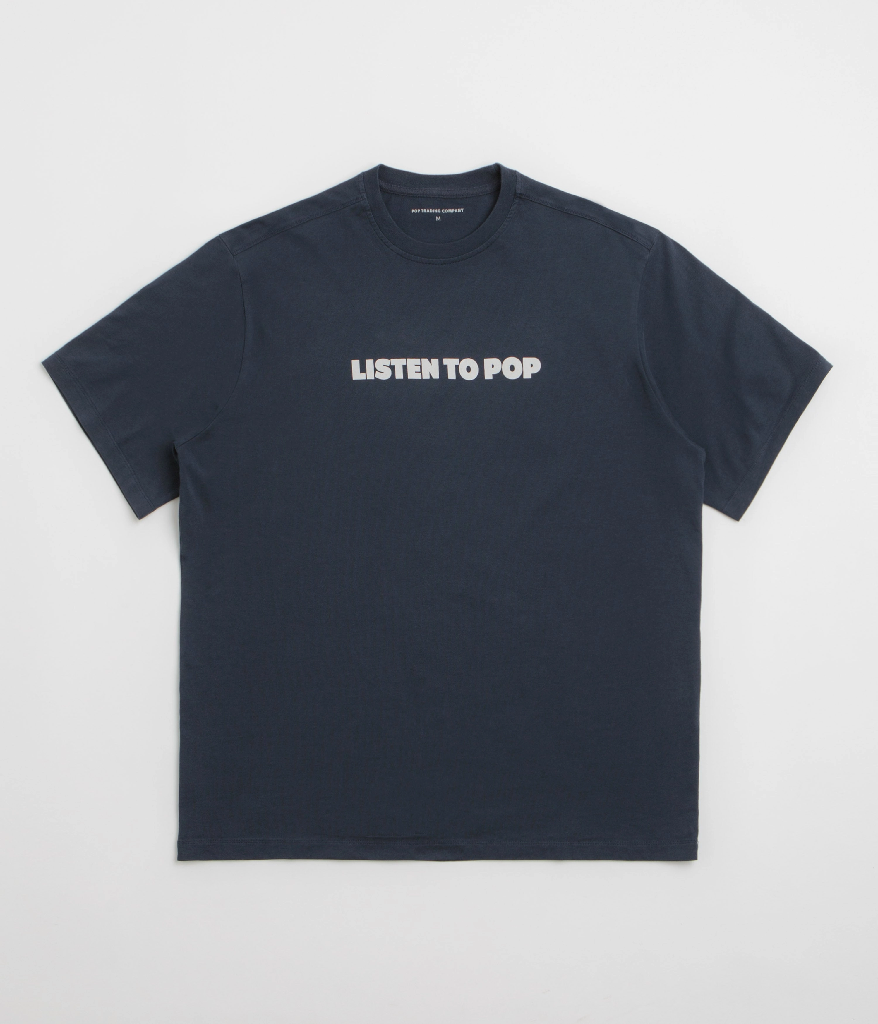 Pop Trading Company Skatemuzik T-Shirt - Navy Foam Print Detail Cozy and Soft