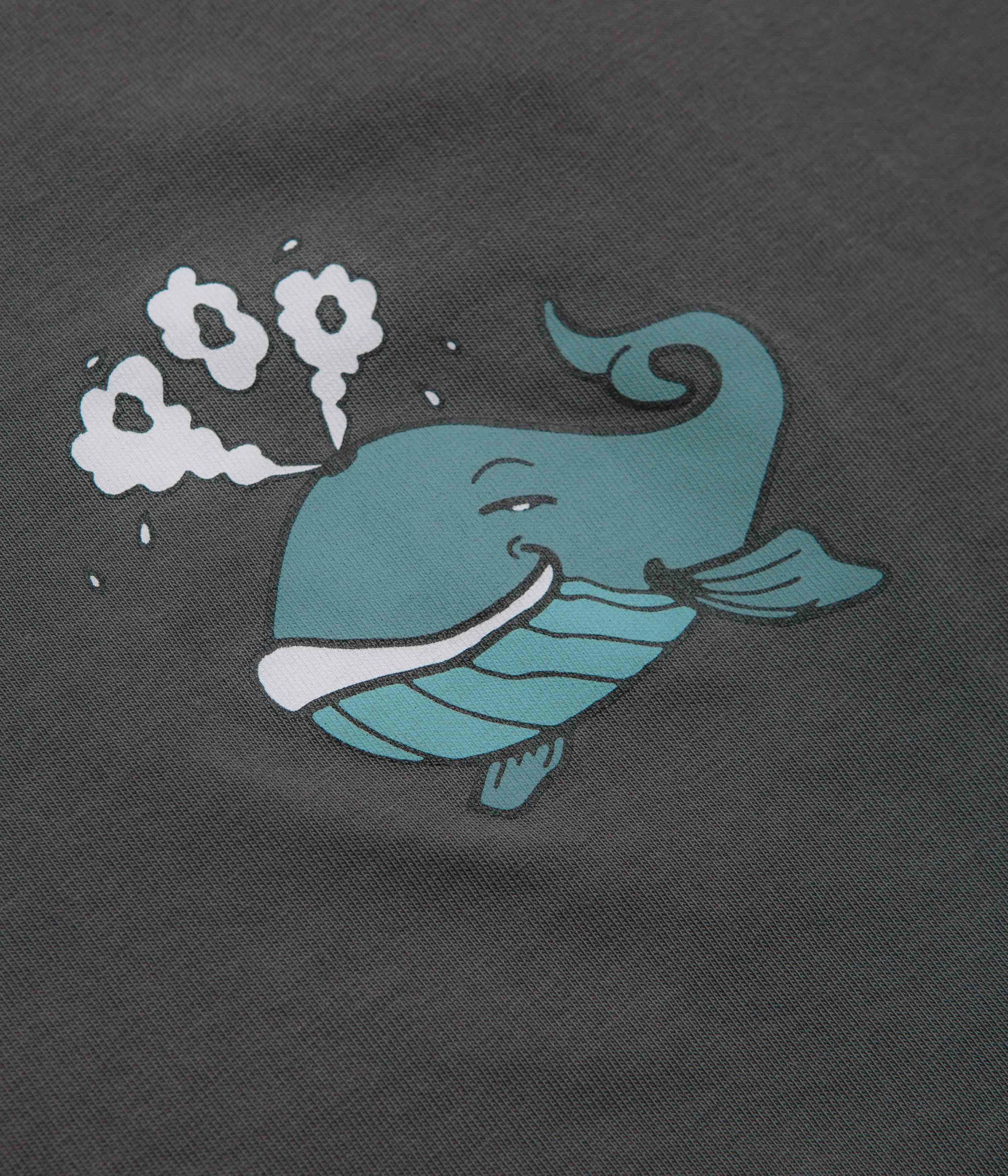 Pop Trading Company Whale T-Shirt - Charcoal Lightweight Comfort Wear Crew Neck Design