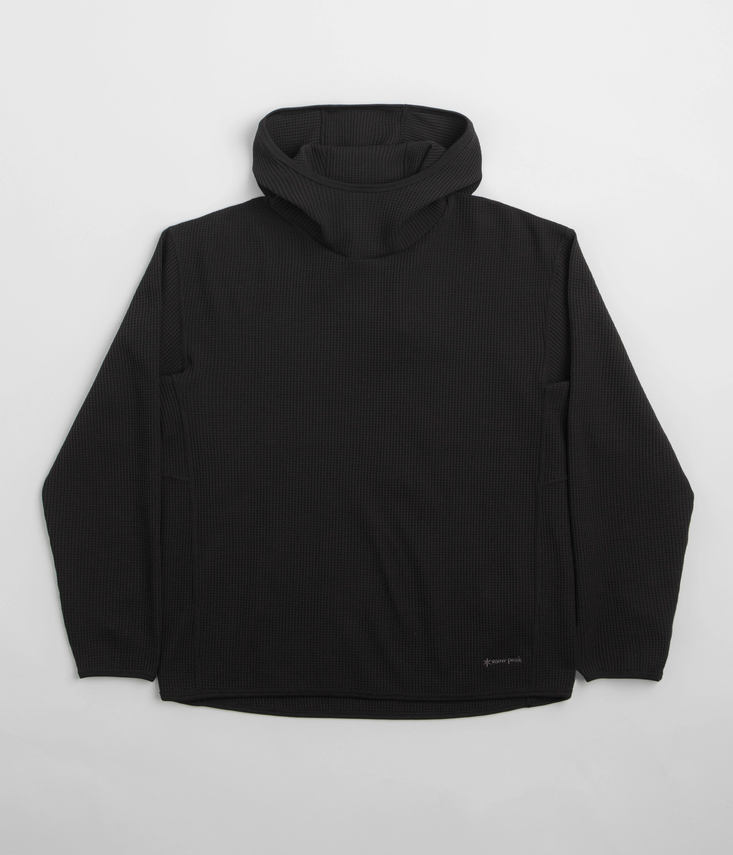 Simple Outfit Thylacine like Snow Peak Dry Waffle Hoodie - Black