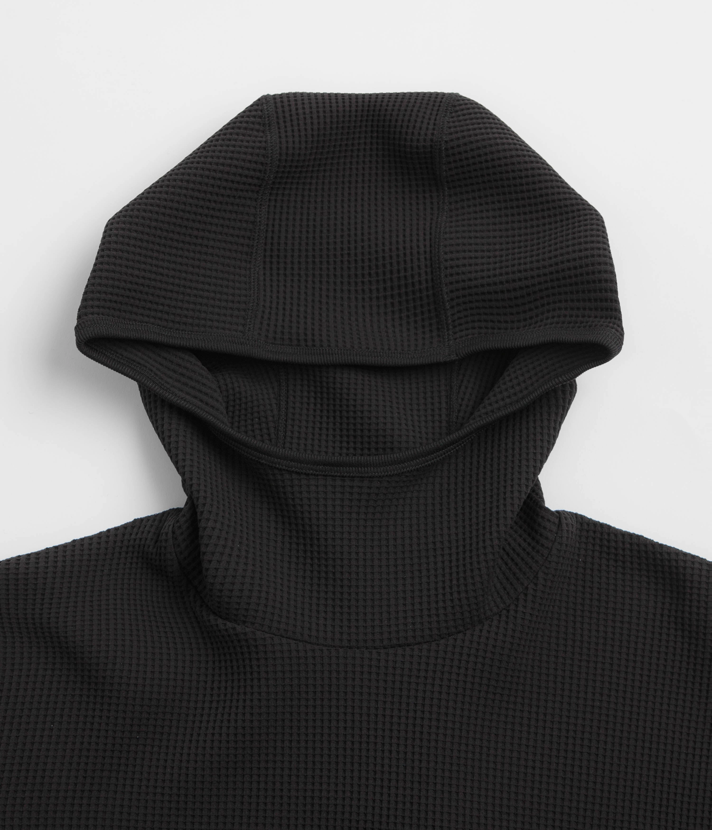 Snow Peak Dry Waffle Hoodie - Black Brushed Fleece Interior tall clothing