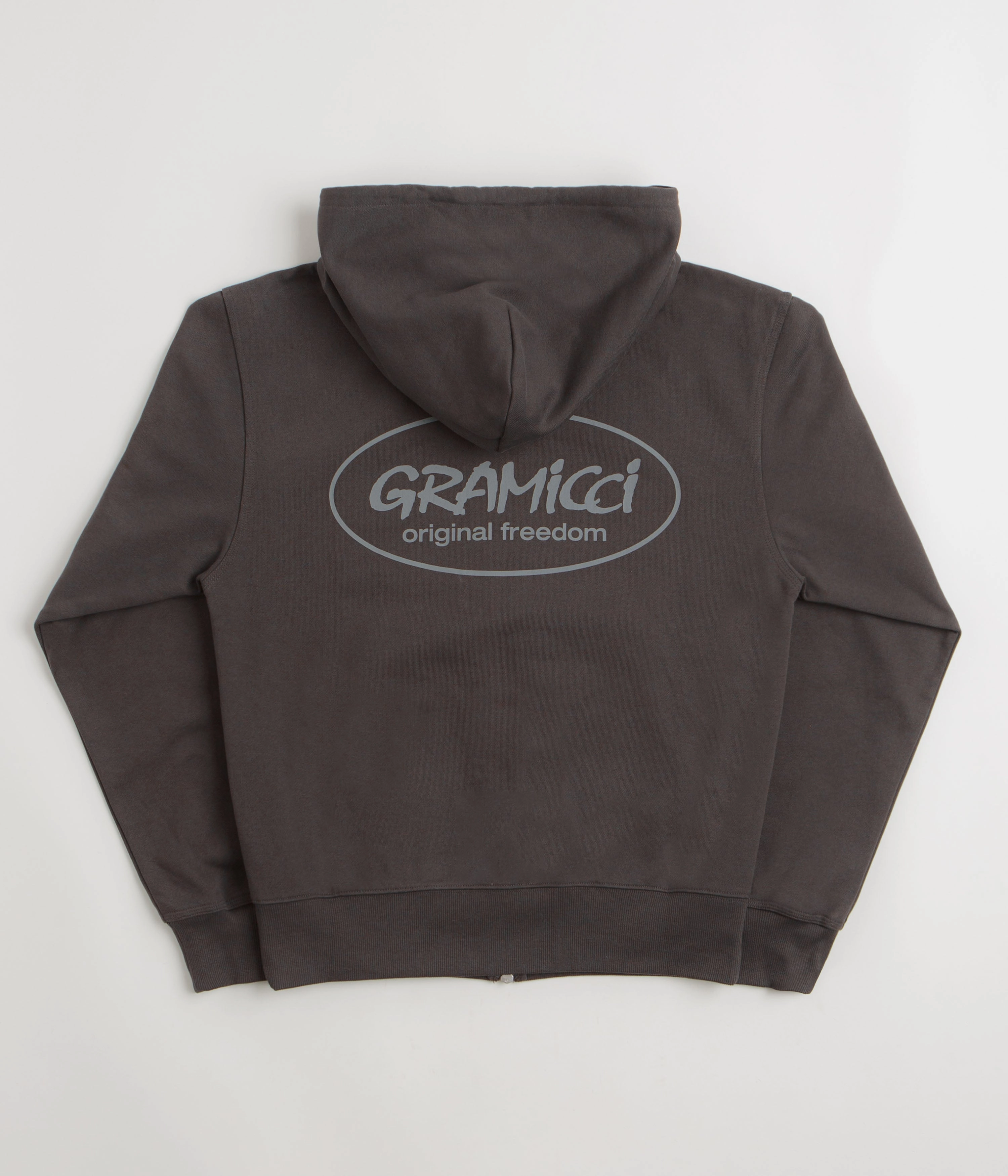 Y2K Style Trendy Style Gramicci Original Freedom Full Zip Hoodie - Deep Brown