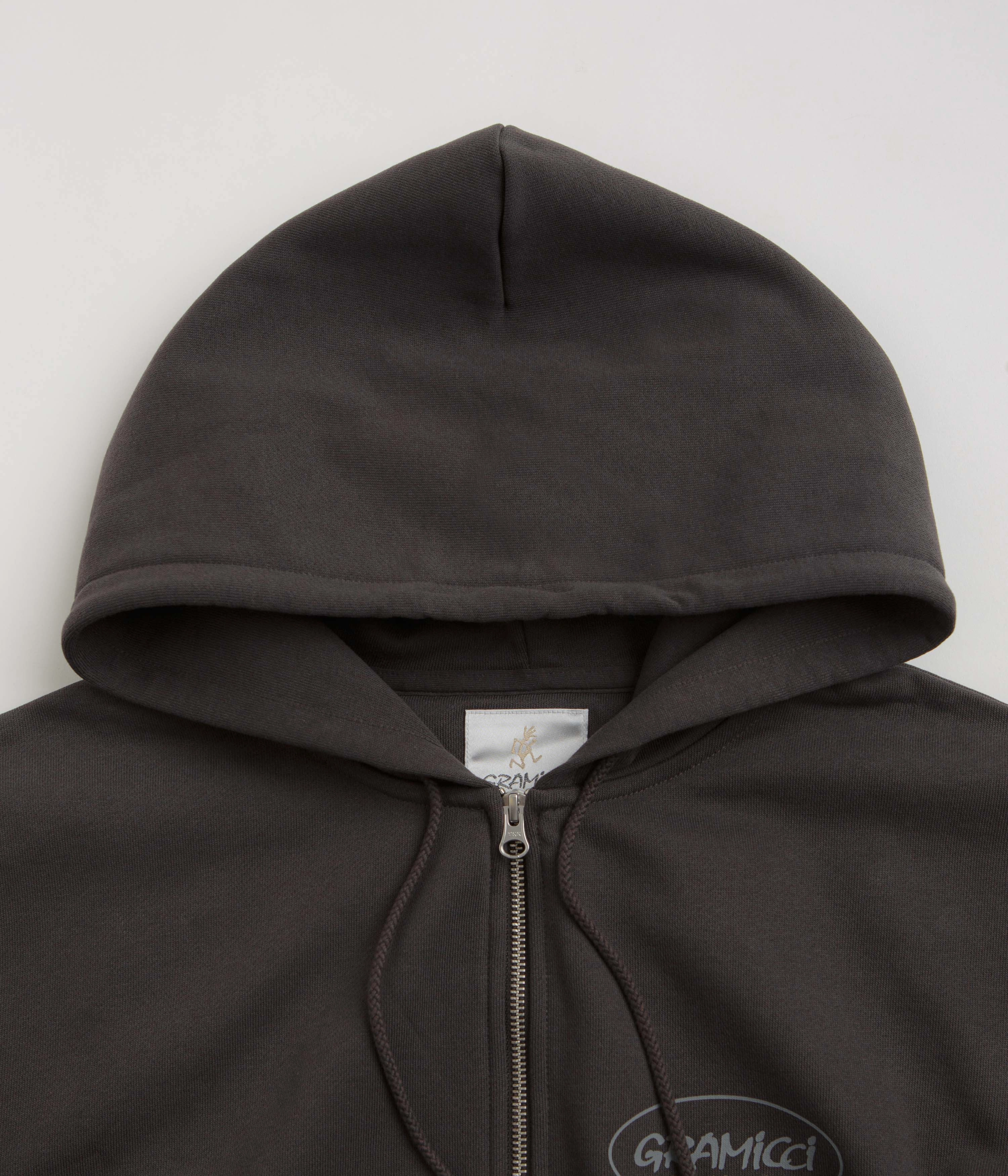 Gramicci Original Freedom Full Zip Hoodie - Deep Brown Limited Edition Sleeve Detail