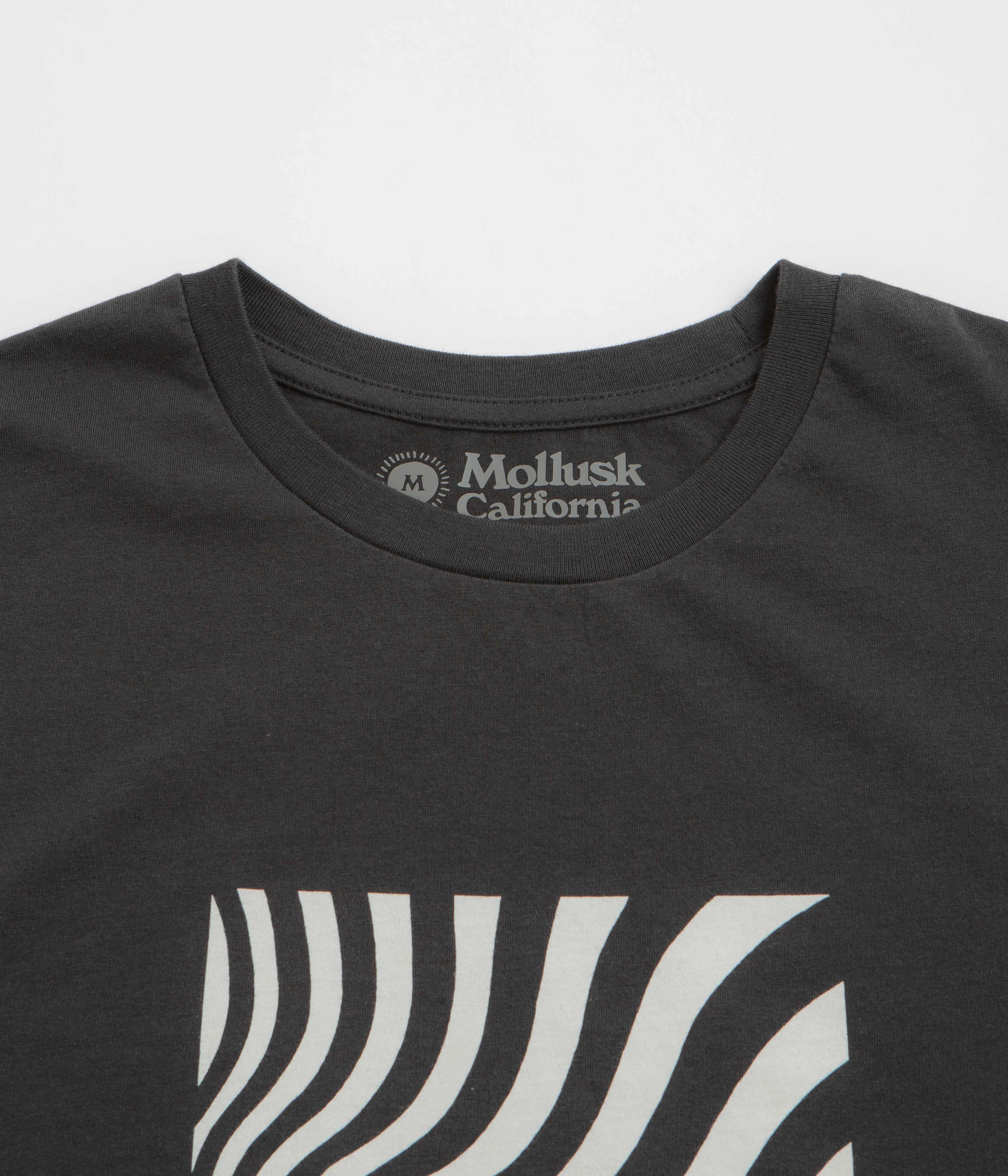 Mollusk Optic Wave T-Shirt - Faded Black Anti Pilling Treatment