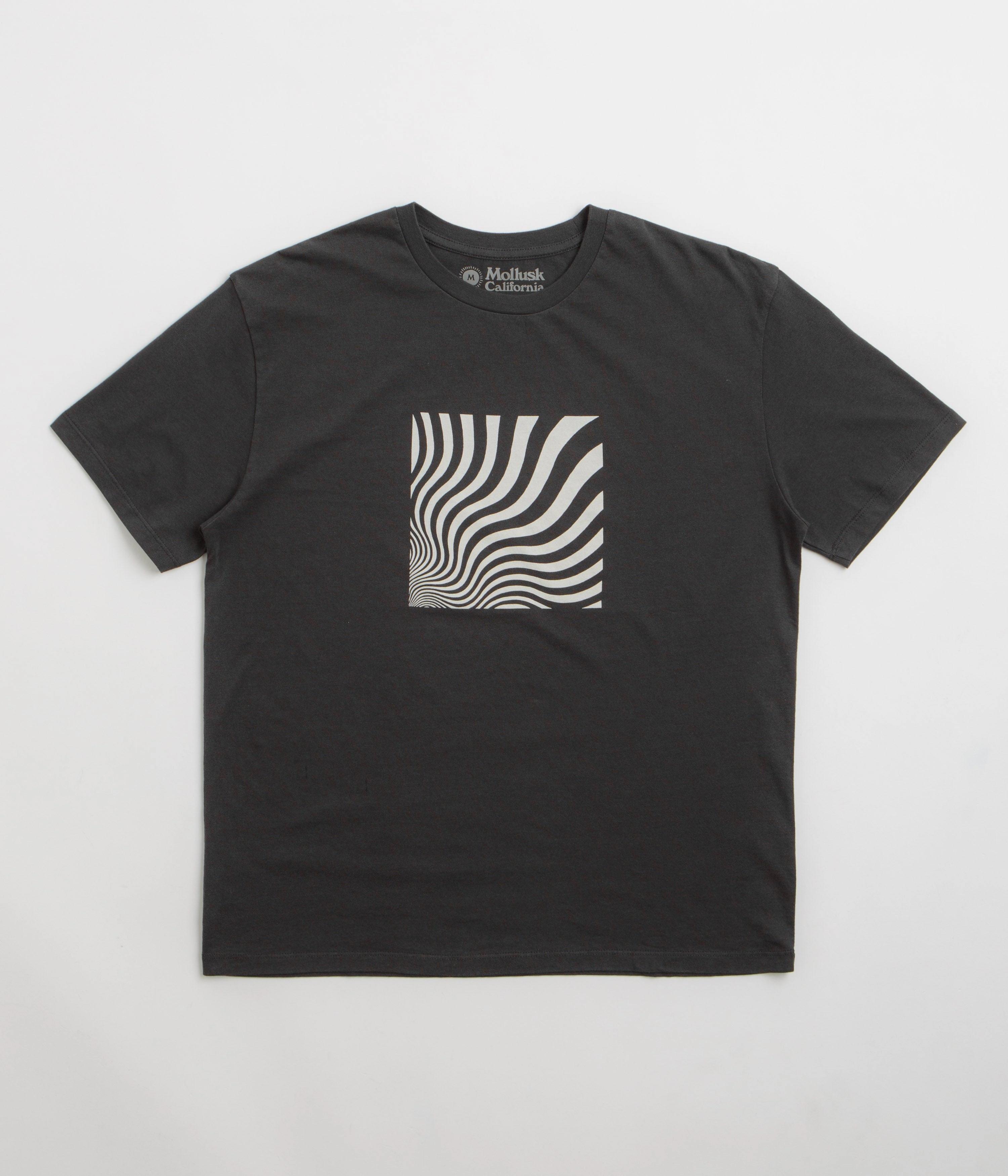 Mollusk Optic Wave T-Shirt - Faded Black OekoTexCertified