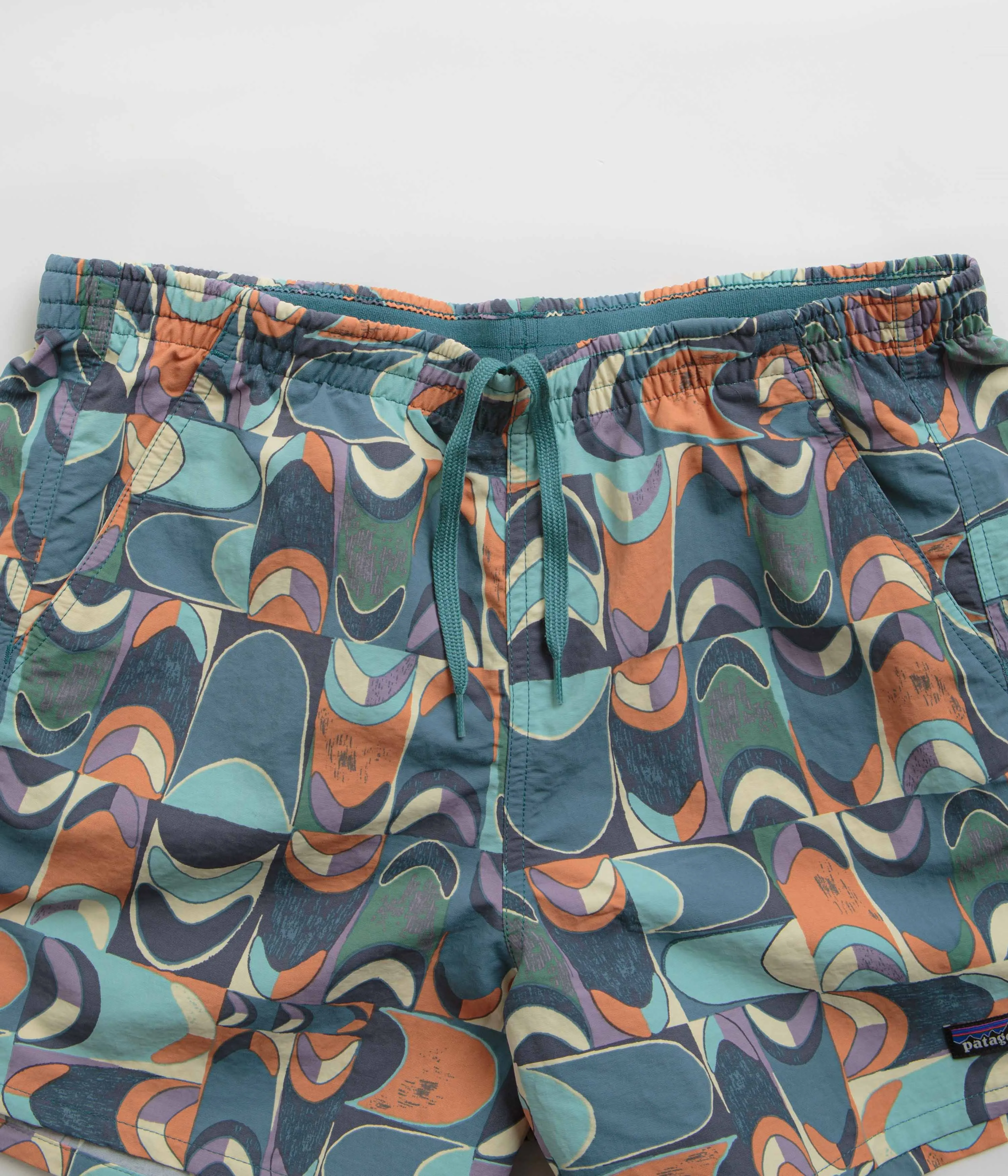 Patagonia Womens Baggies 5" Shorts - Swallowtail Geo: Still Blue Clean Lines