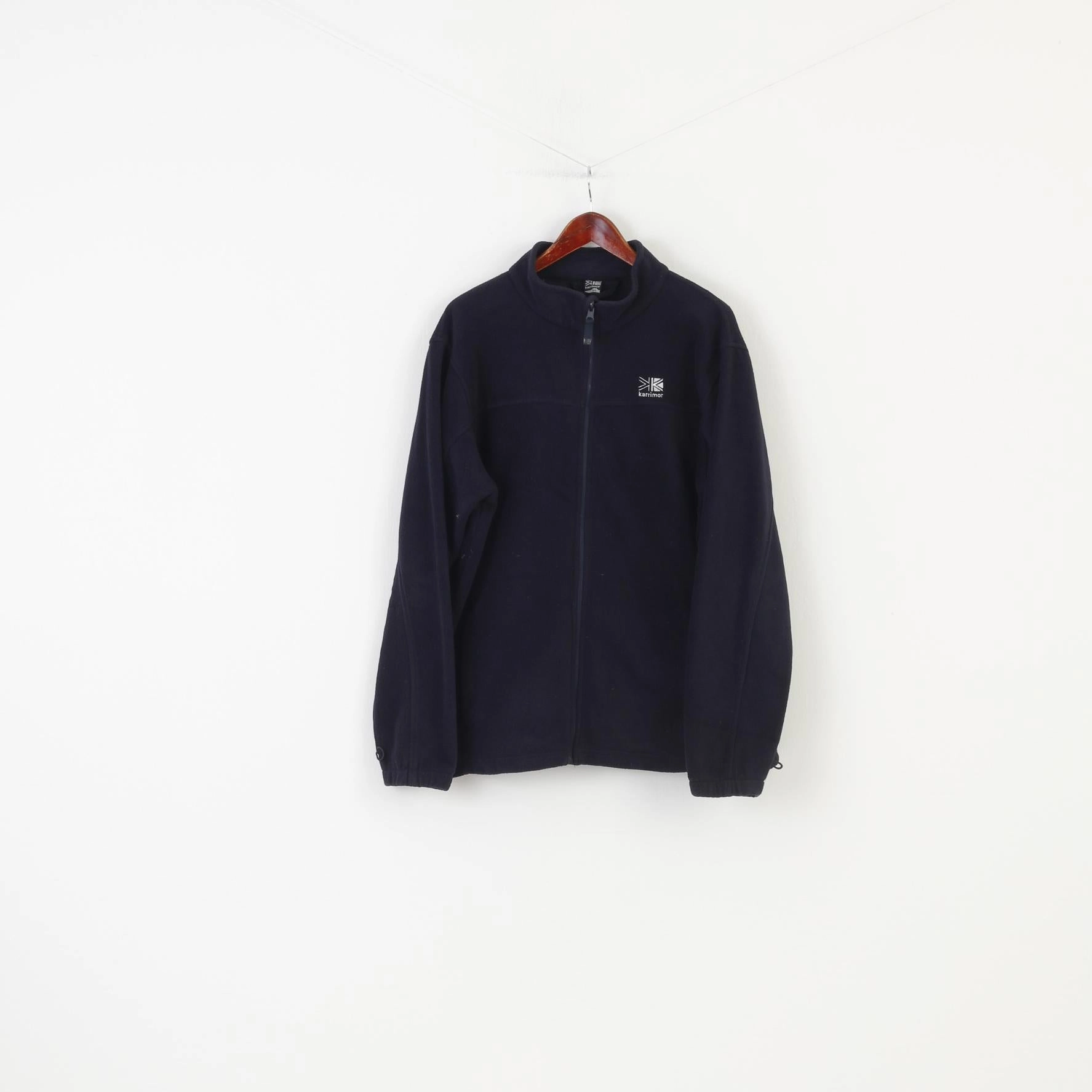 Soft and Warm Functional Layer Karrimor Men XXL Fleece Navy Blue Long Sleeve Full Zipper Collar Pockets Outdoor Winter Sweatshirt Top