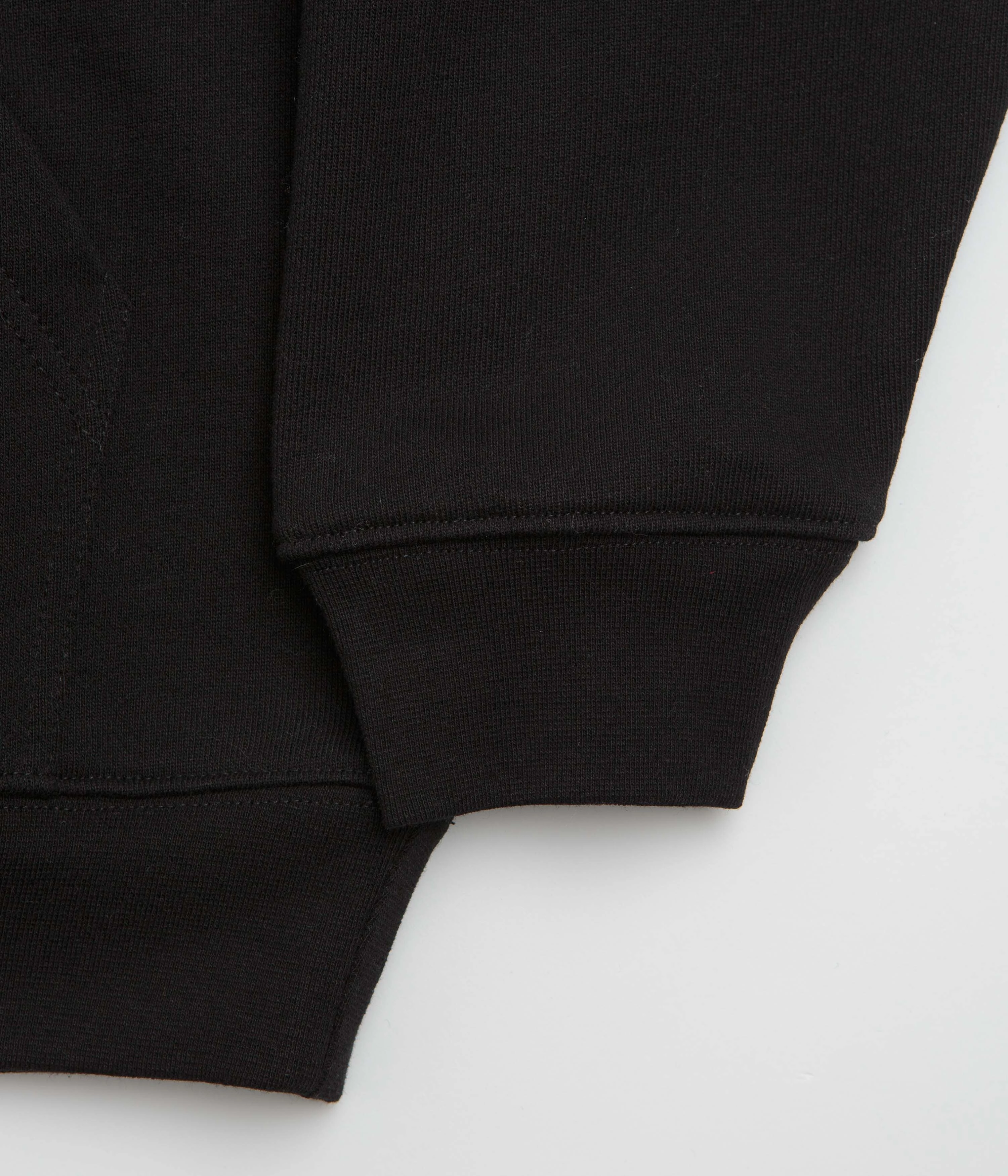 Rib Knit Hem Dime Globe Hoodie - Black