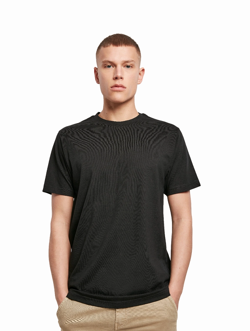 Soft touch finish Fashion Layering Organic T-Shirt Round Neck | BLACK