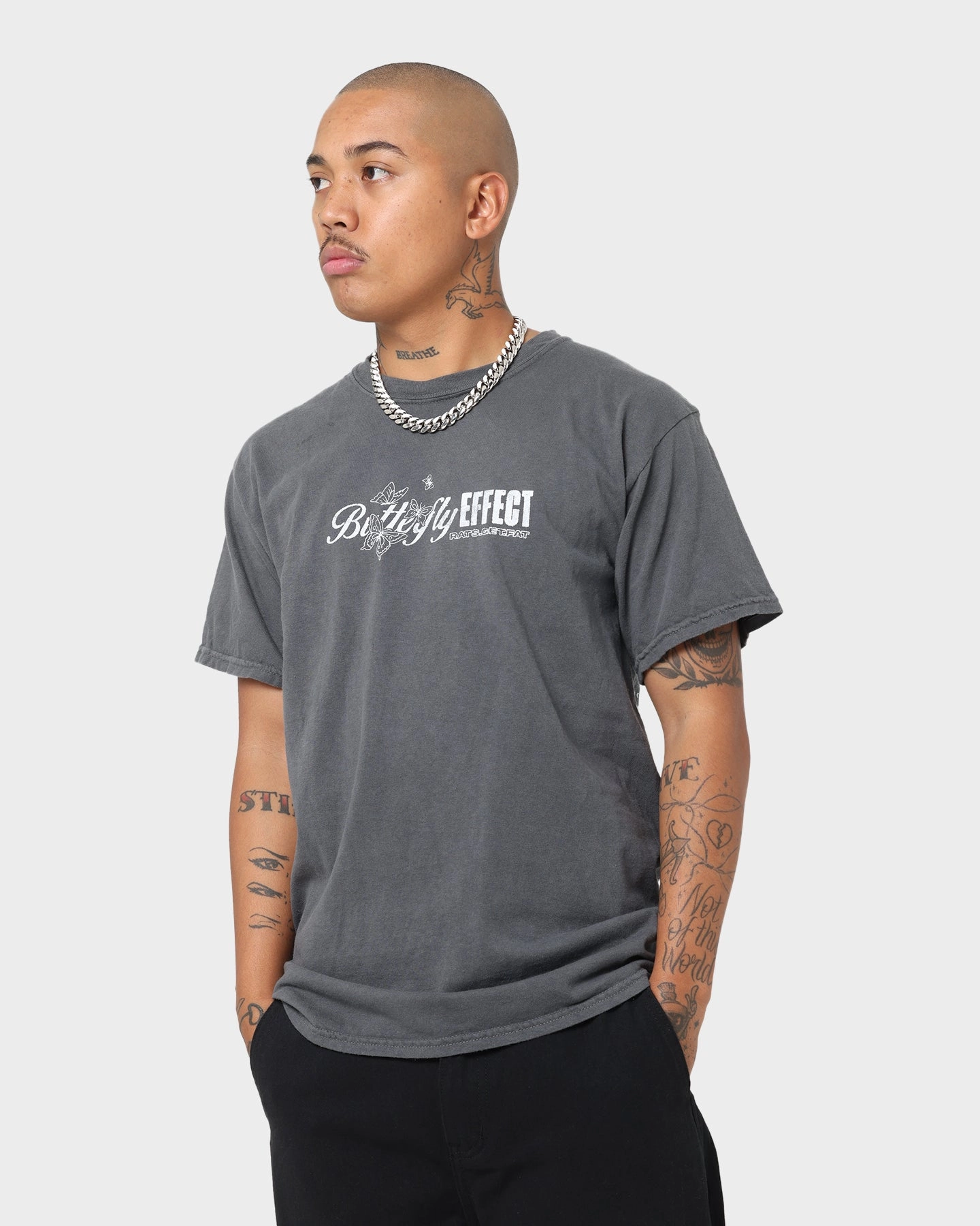 Rats Get Fat Butterfly Effect Vintage T-Shirt Off Black UVProtectionFinish Bohemian freedom