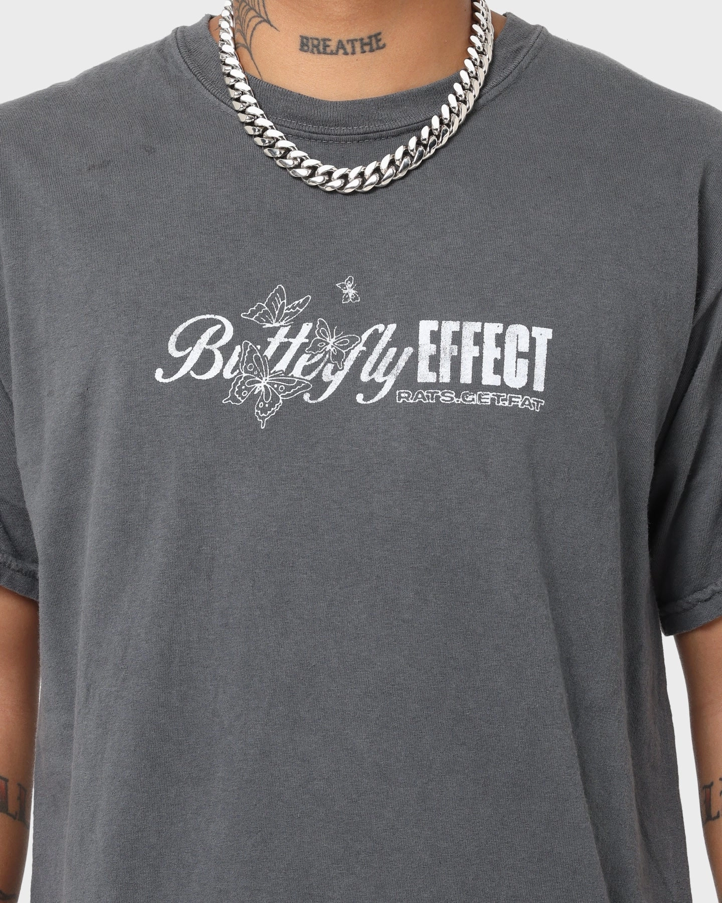 Fashionable Fit Rats Get Fat Butterfly Effect Vintage T-Shirt Off Black