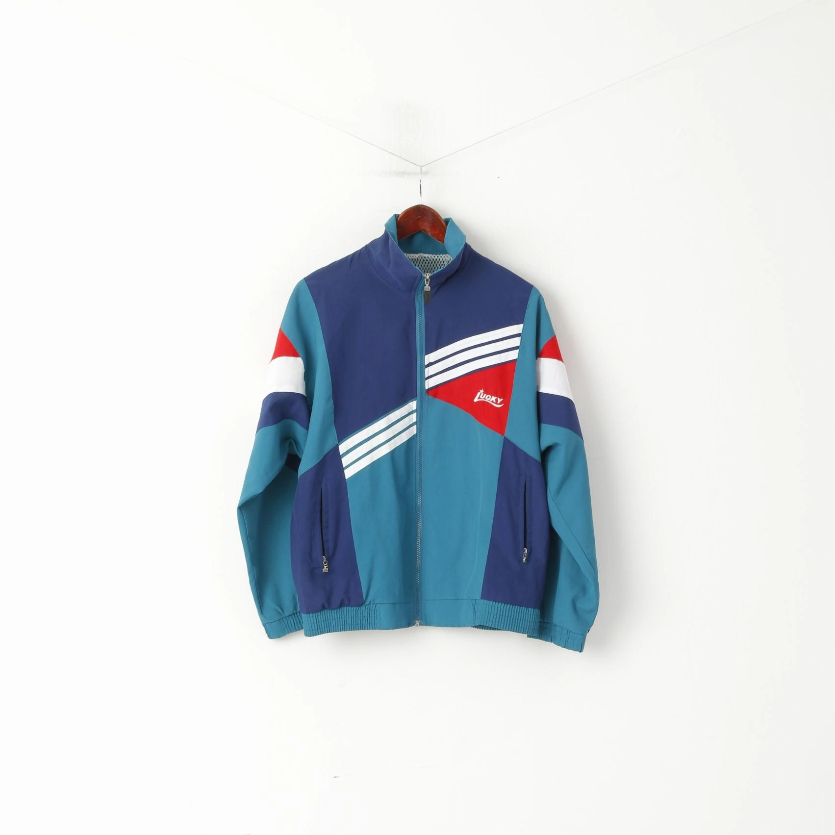 Weatherproof Zipper Smooth Gliding Liners Lucky Men M Jacket Green Vintage Full Zipper Mesh Lined Activewear Tracksuit Top