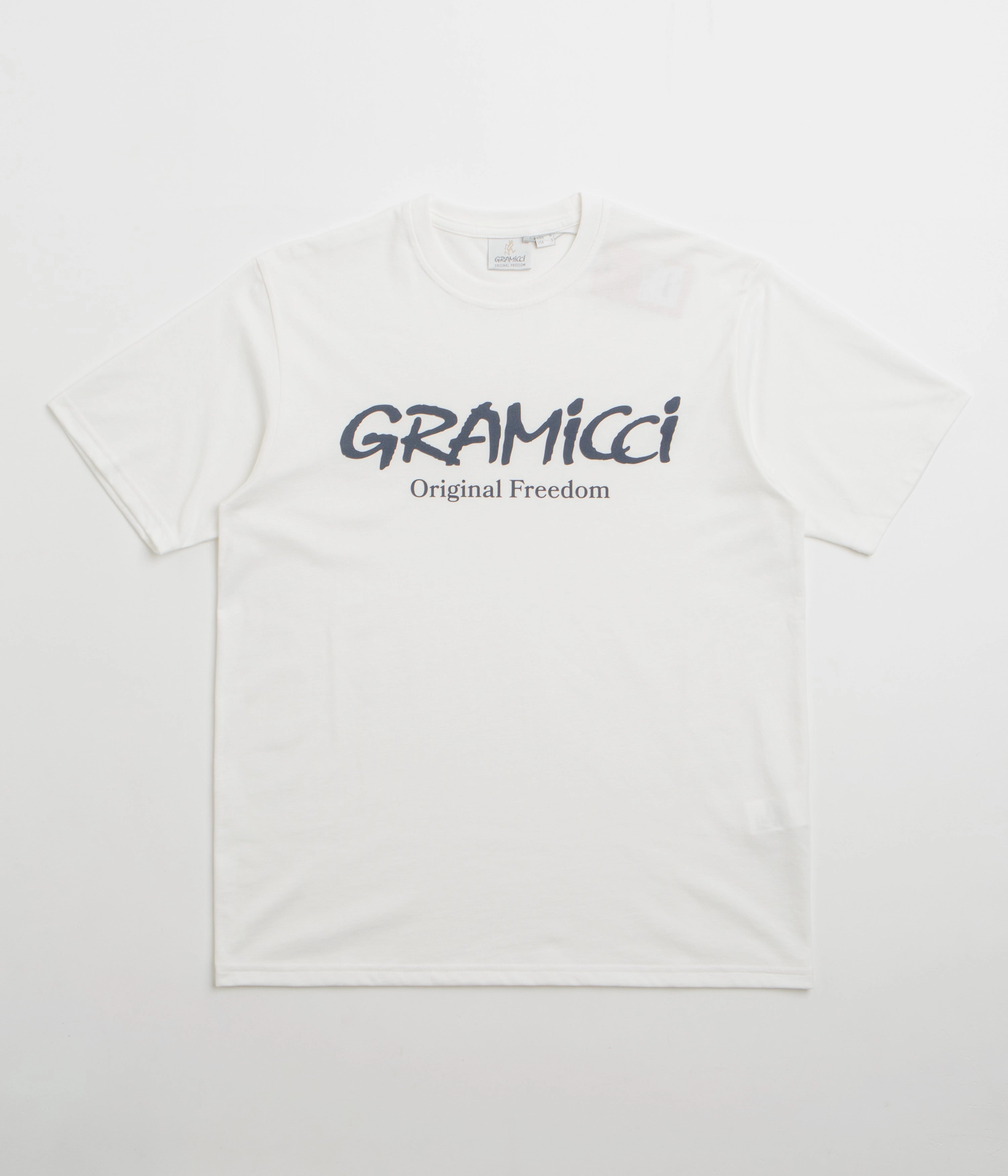 Gramicci Original Freedom Logo T-Shirt - White Relaxed Look Microfiber texture