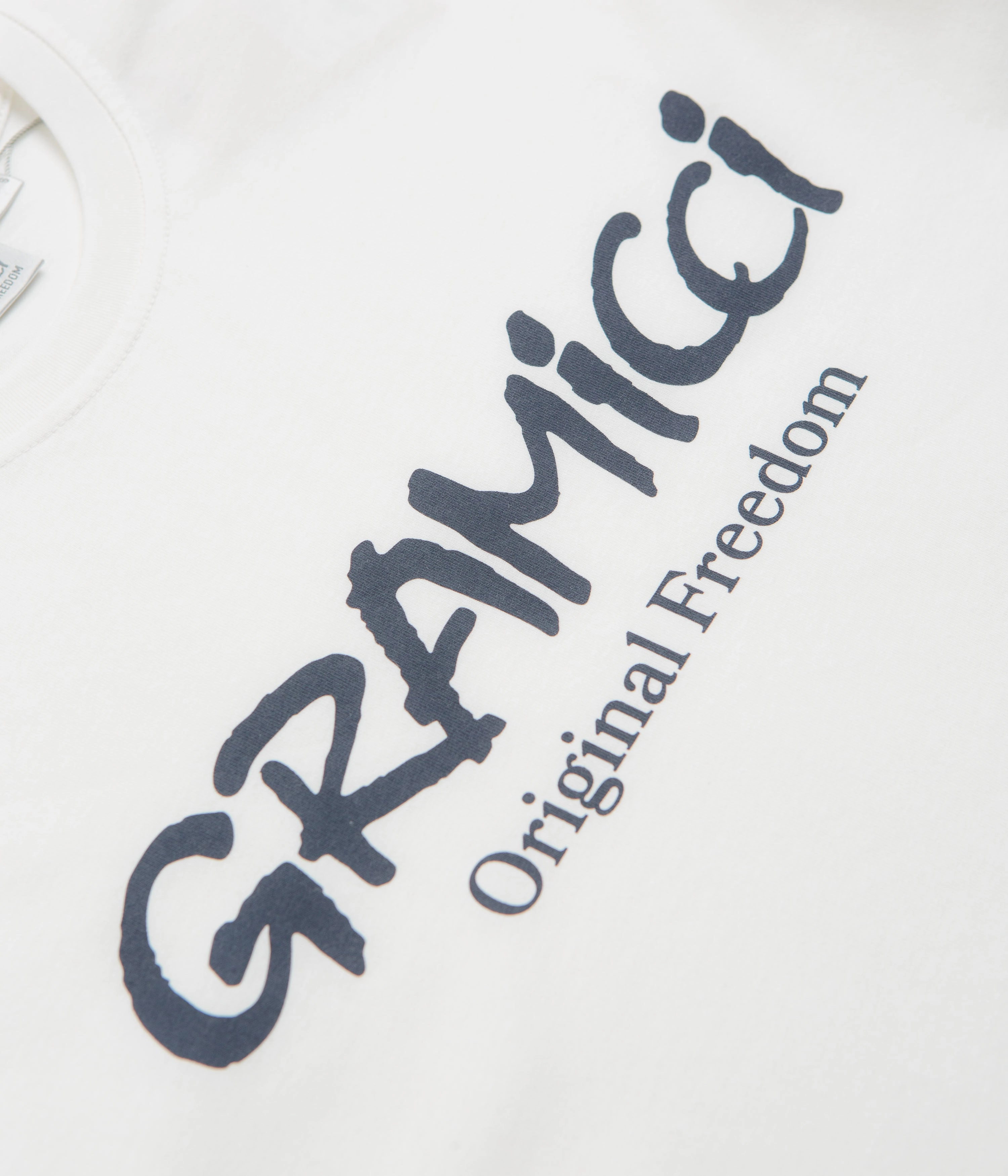 Gramicci Original Freedom Logo T-Shirt - White Fuzz Free Surface