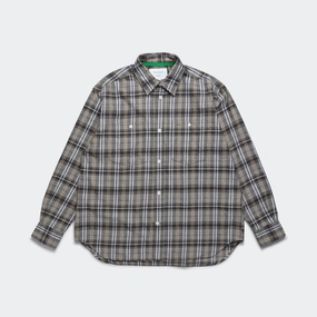 Evening Elegance Ole Oversized Check Shirt x UP THERE - Charcoal Grey