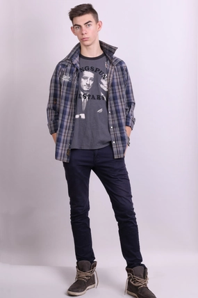 Scotch&Soda Mens M Casual Shirt Check Luxury Dark Grey Cotton Subtle design