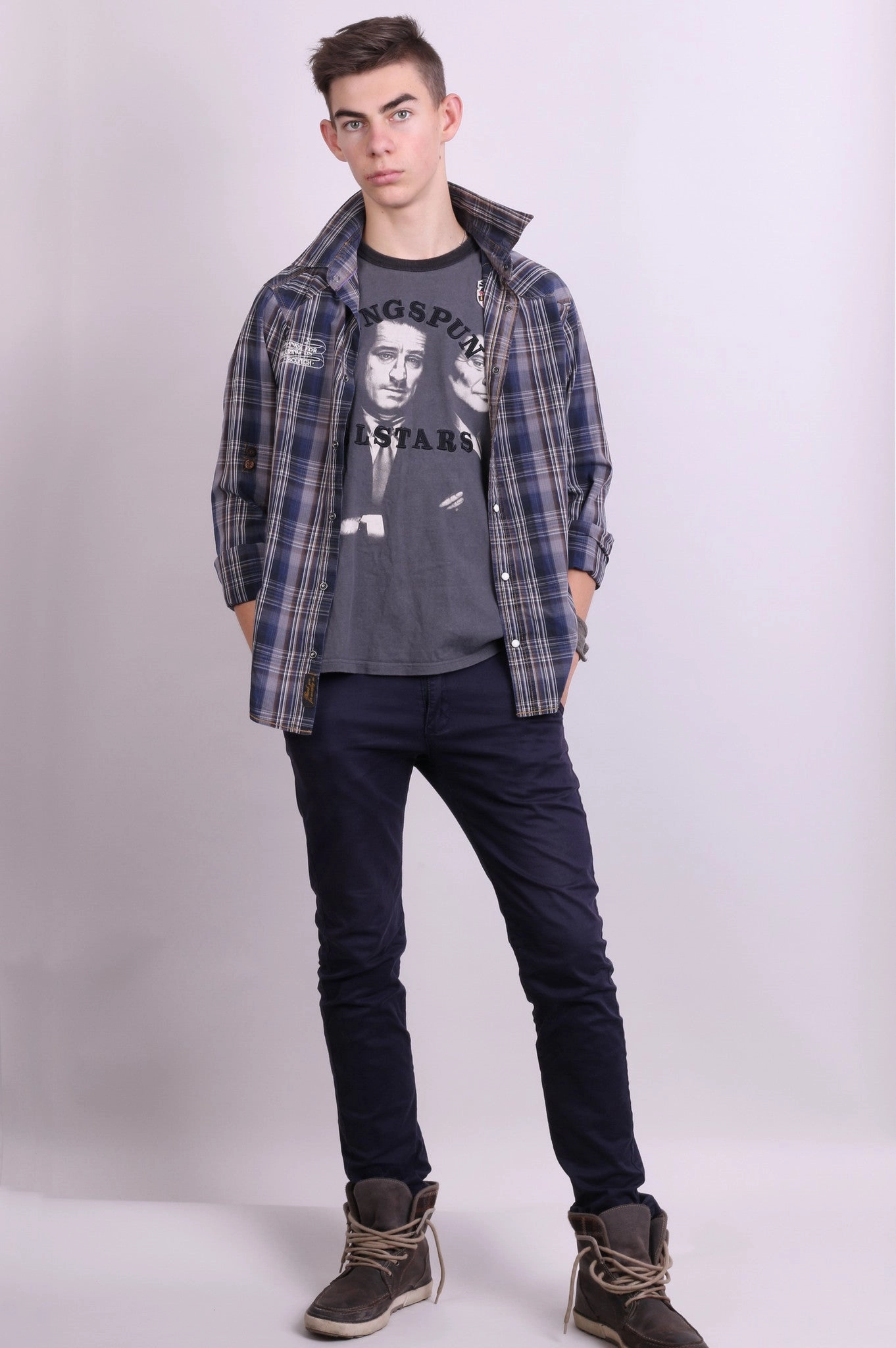 Scotch&Soda Mens M Casual Shirt Check Luxury Dark Grey Cotton Subtle design