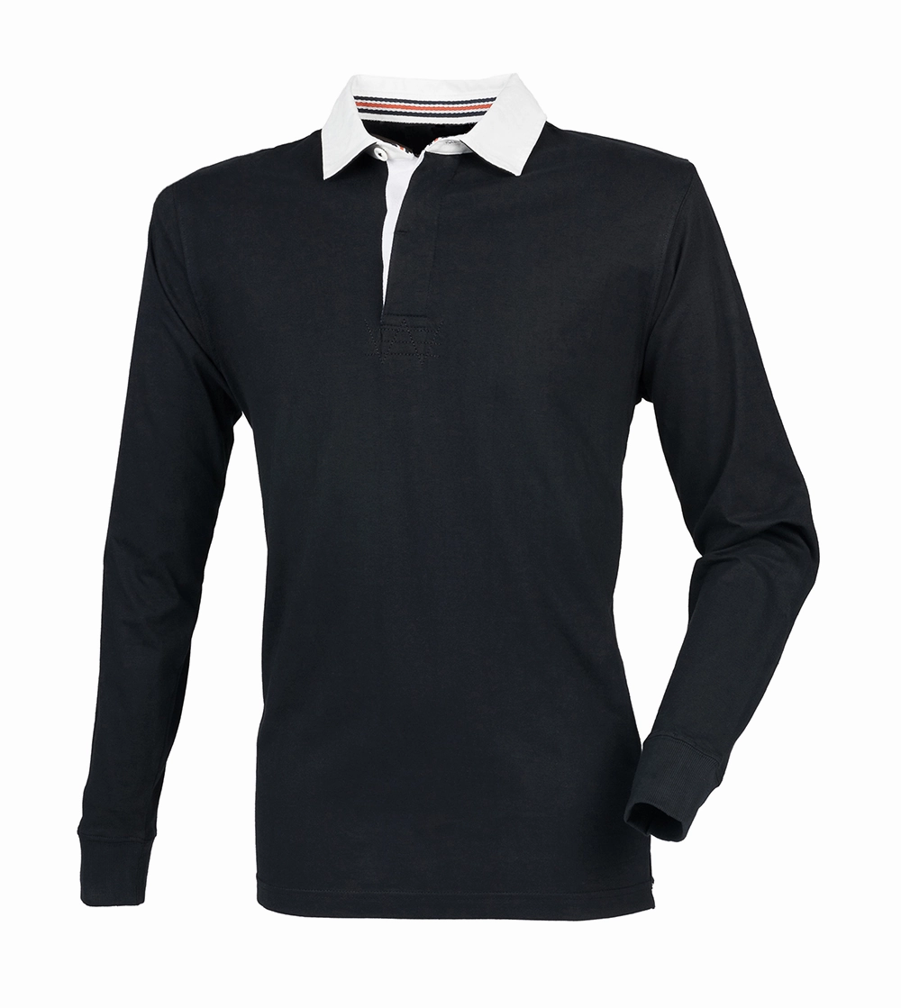 Premium Superfit Rugby | BLACK Microfiber Textile Breathable Top