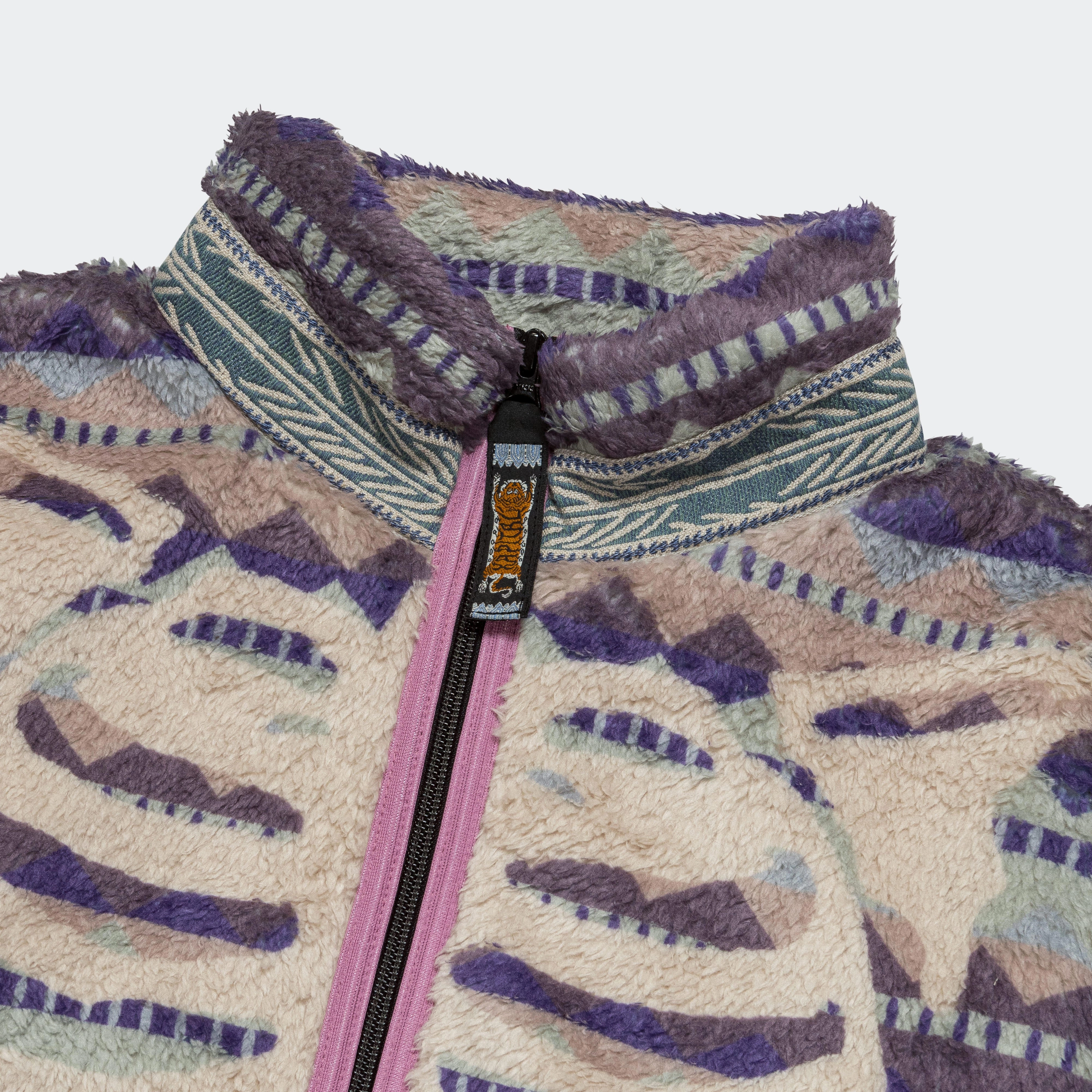 ASHLAND Stripe & BONE Fleece ZIP Blouson - Purple Stylish Custom made