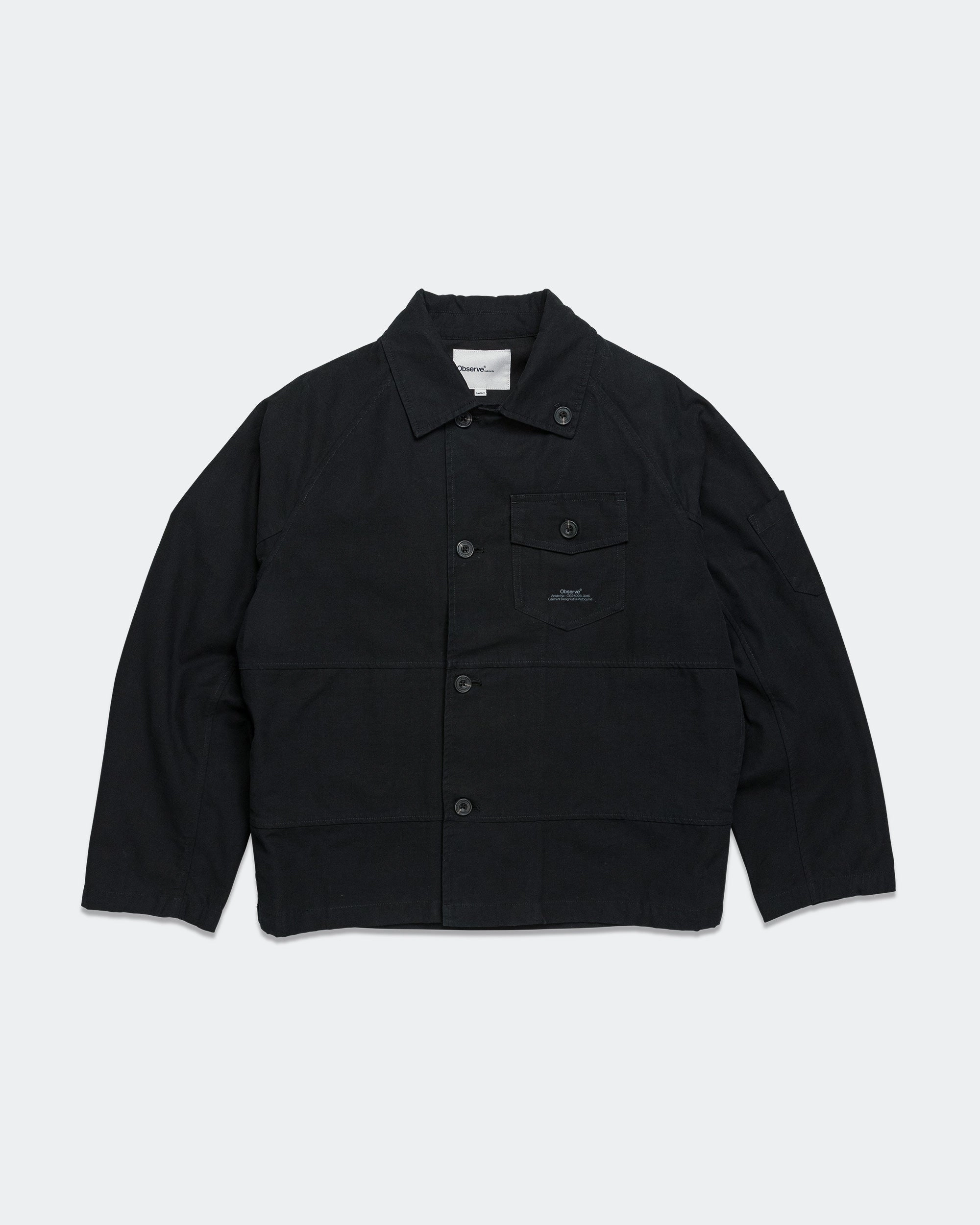 Sustainable Recycled Material Convertible Silhouette Panel Jacket - Black