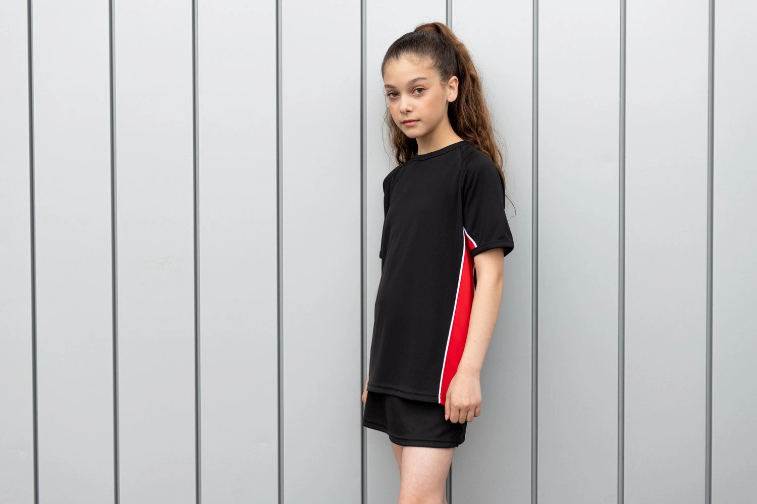 Kids Performance Team T-Shirt | BLACK/RED/WHITE contrast