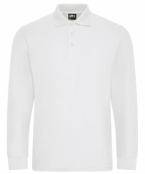 Pro Long Sleeve Polo | WHITE Flexible Collar Band Timeless Look