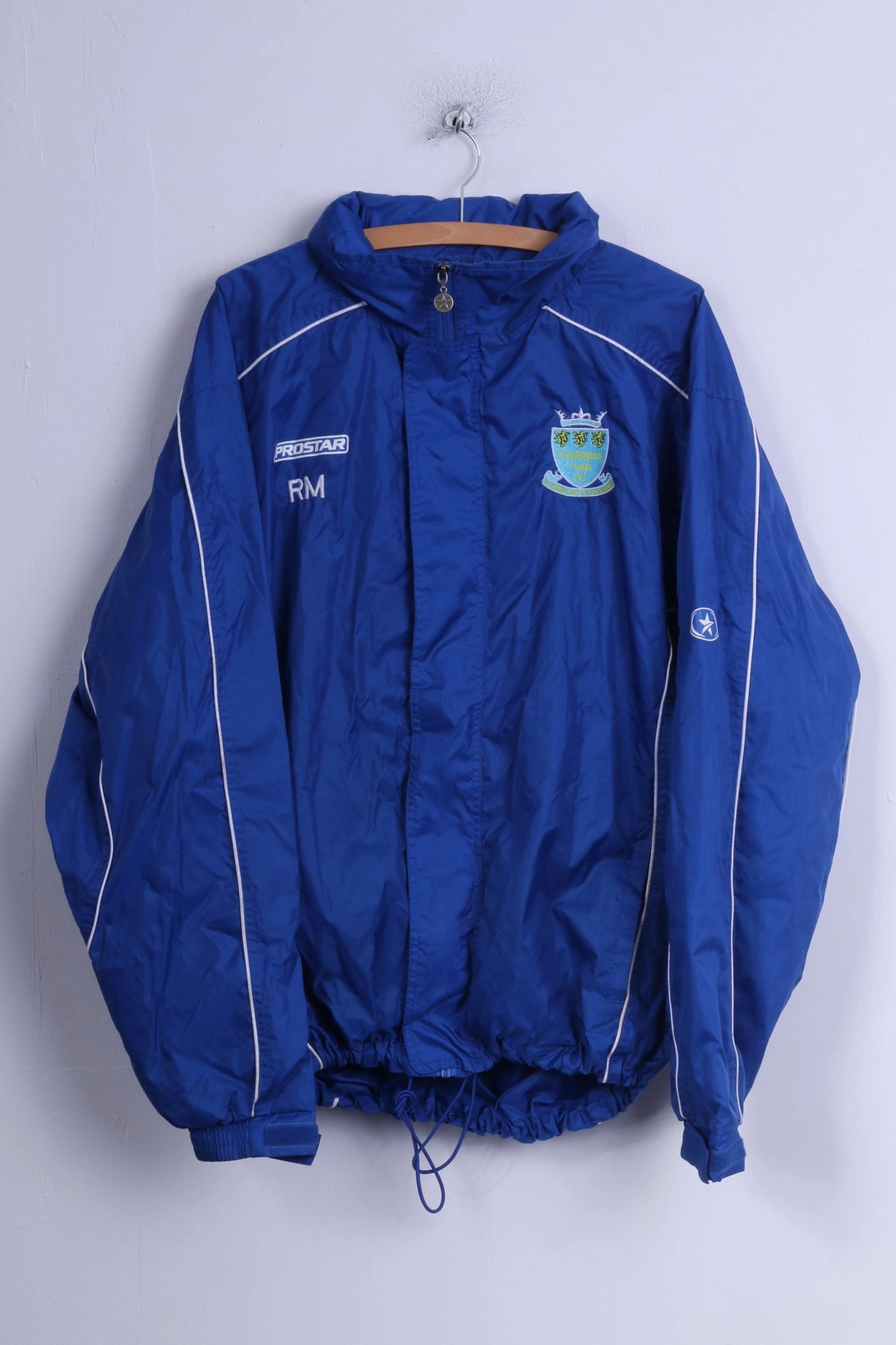 Neutral Tones PROSTAR Mens XL  Jacket Blue Nylon Hidden Hood Cramlington Town FC