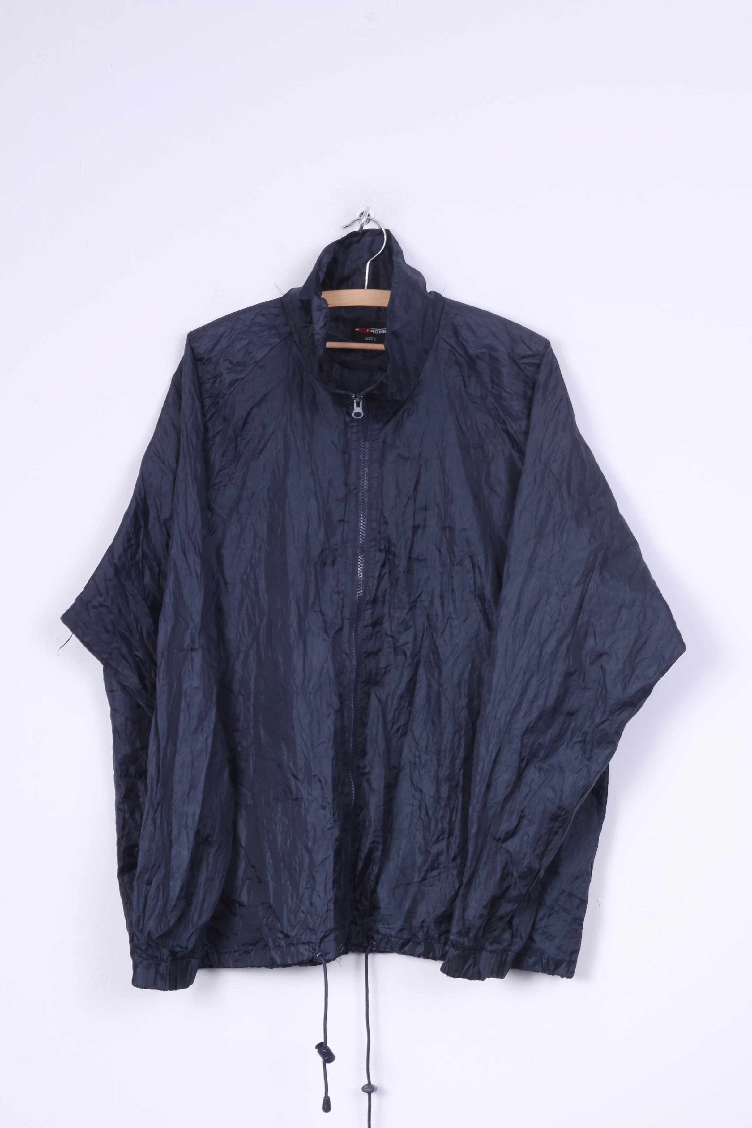 Protonic Mens L Jacket Navy Hooded Full Zipper Vintage Soft Interior