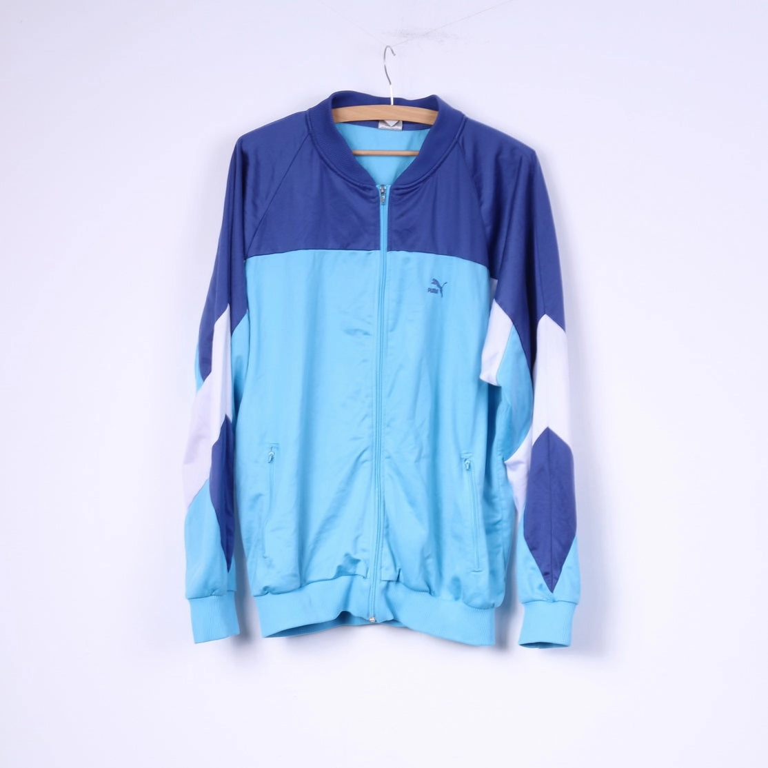 product handmade uniqueness goes with high heels Puma Men 8 2XL Sweatshirt Blue Vintage Full Zipper Shiny Sportswear Top
