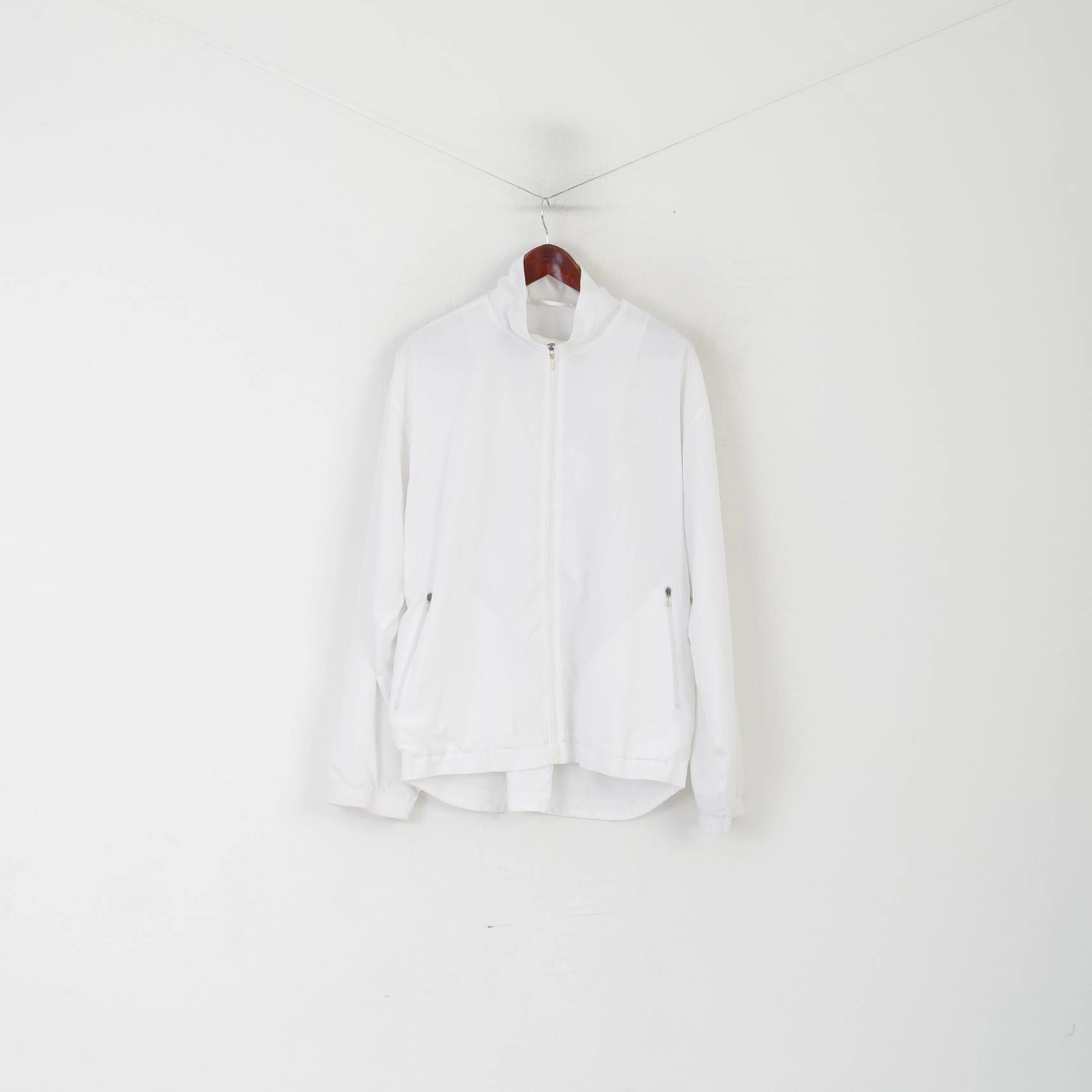 Urban Adventure Puma Men L Jacket White Vintage Full Zipper Sportswear Training Lightweight Top
