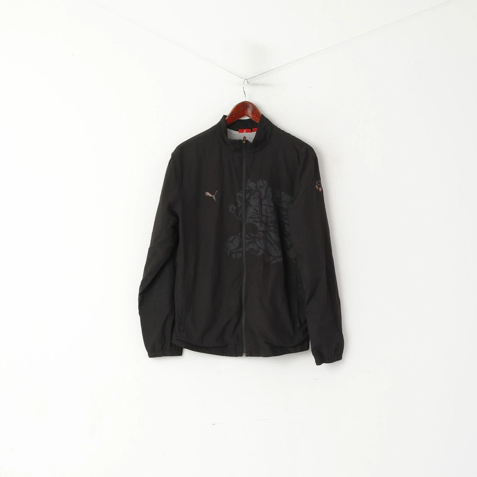 Puma Men M Jacket Black Sportswear Vintage Full Zip Activewear Track Top Reflective Detail Overcome