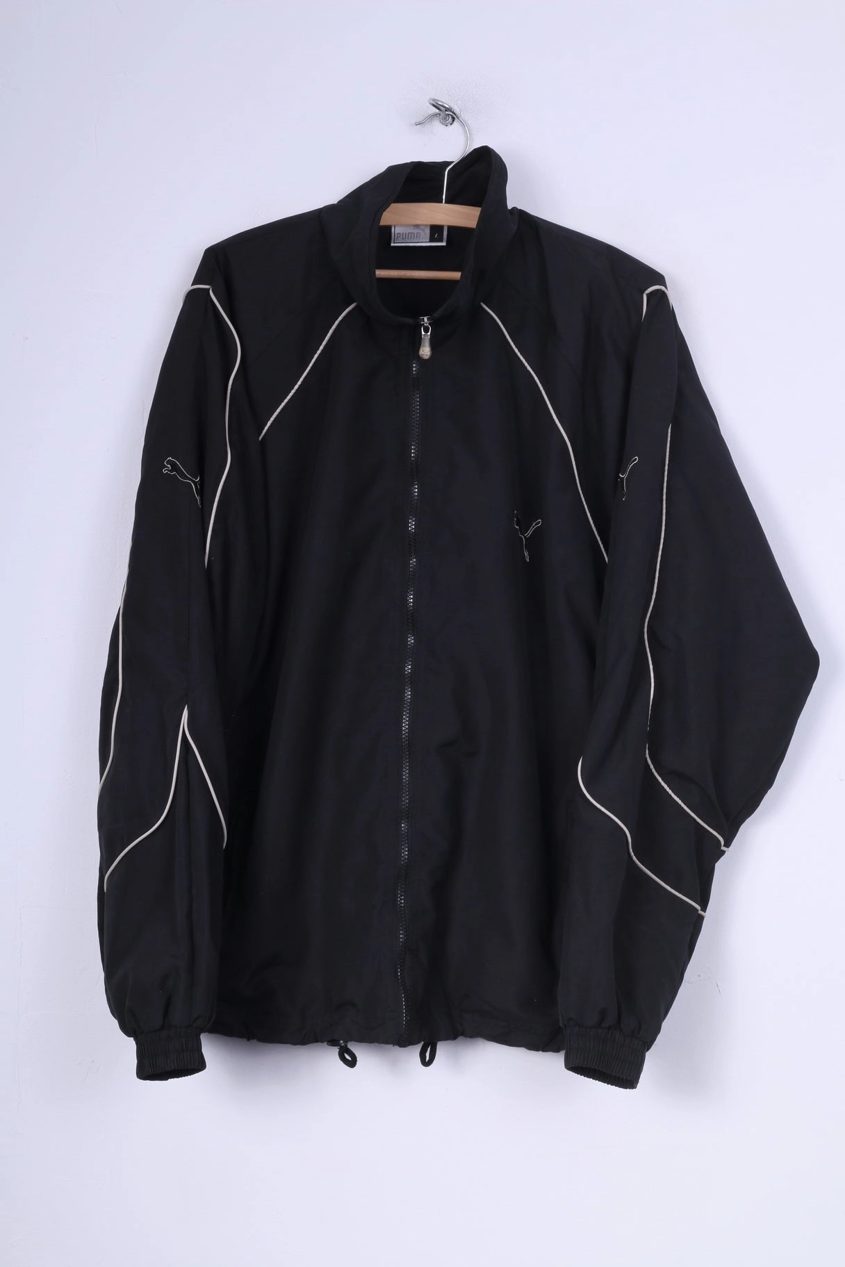 Puma Mens L Jacket Lightweight Black Full Zipper Sportswear Sport Top Training Oil city break