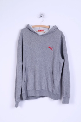Puma Mens L Sweatshirt Grey Cotton Hooded Kangaroo Pocket Hoodie Stylish Wear Urban Wear