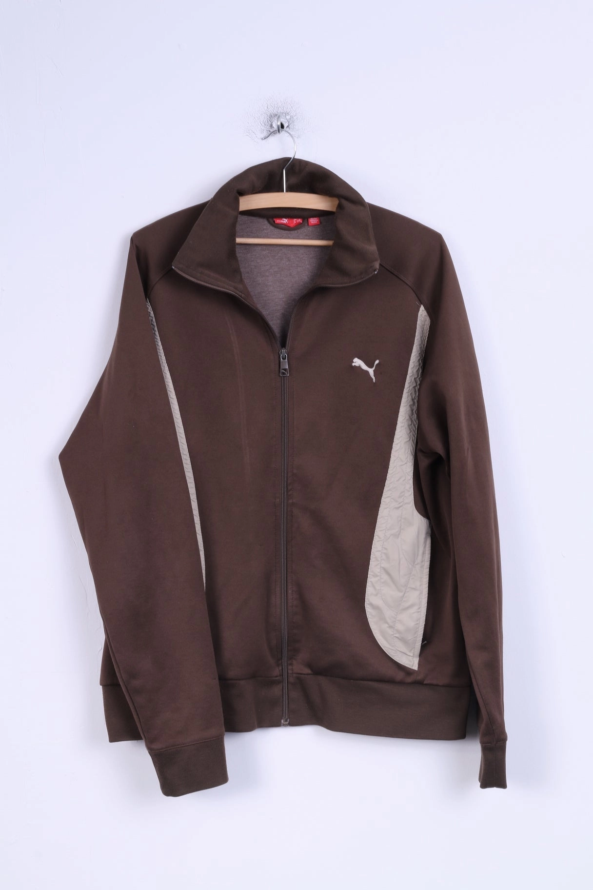 Puma Mens XL Sweatshirt Brown Zip Up Training Sport Track Top Essential Outerwear Youth Style