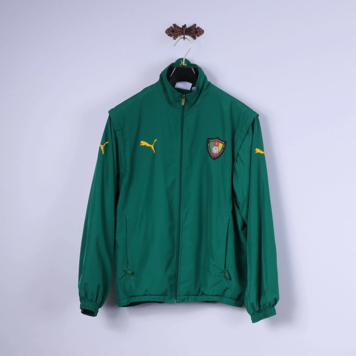 Puma Men M Jacket Green Lightweight Camerounaise De Football Federation Top Friendship Protective Layering