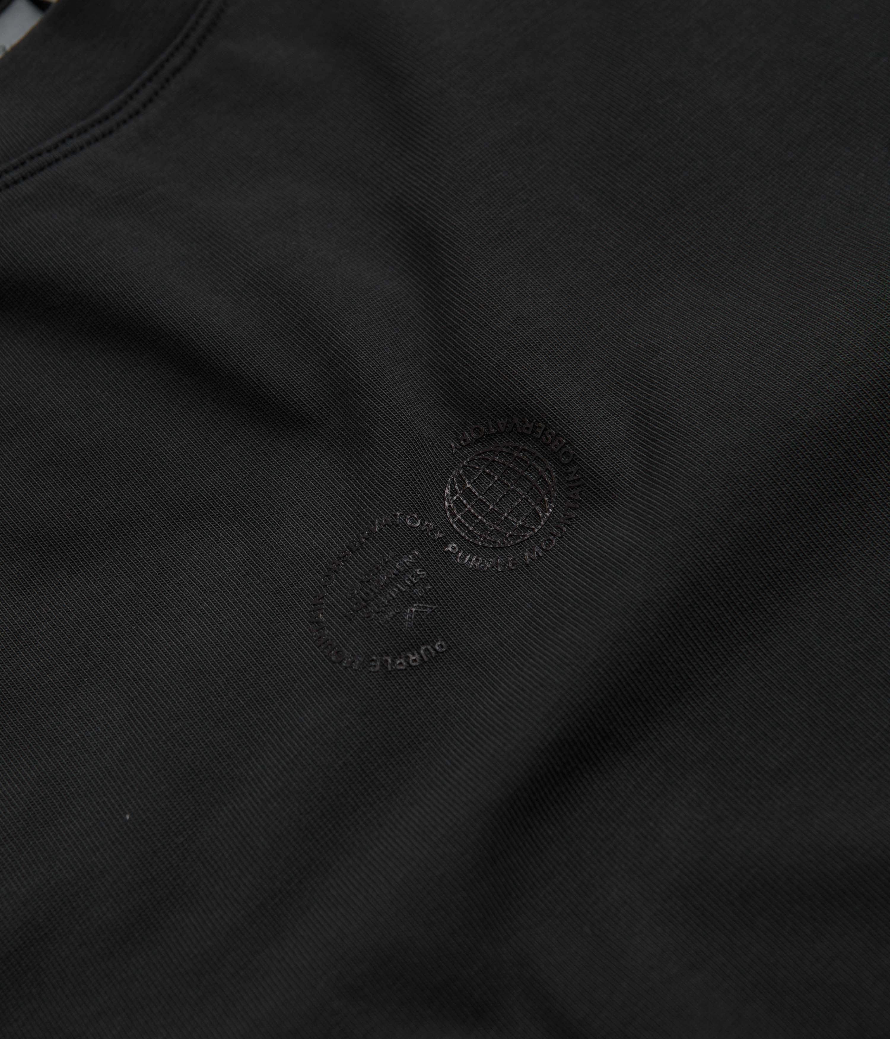 Purple Mountain Observatory Garment Dyed T-Shirt - Black Street Trend Crew Neck Design