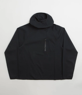 Cozy Outfit silk blend Purple Mountain Observatory Waffle Balaclava Hoodie - Black