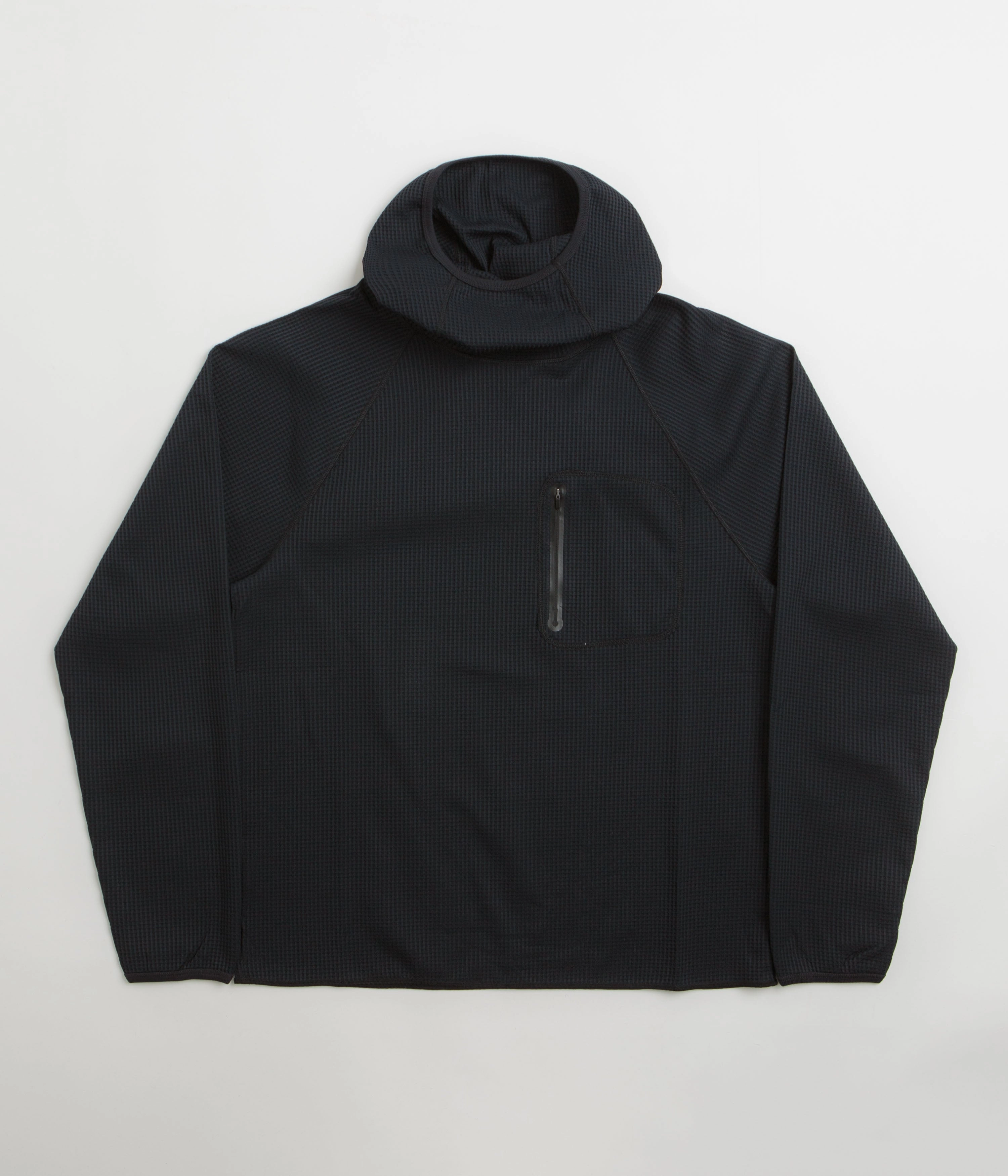 Cozy Outfit silk blend Purple Mountain Observatory Waffle Balaclava Hoodie - Black