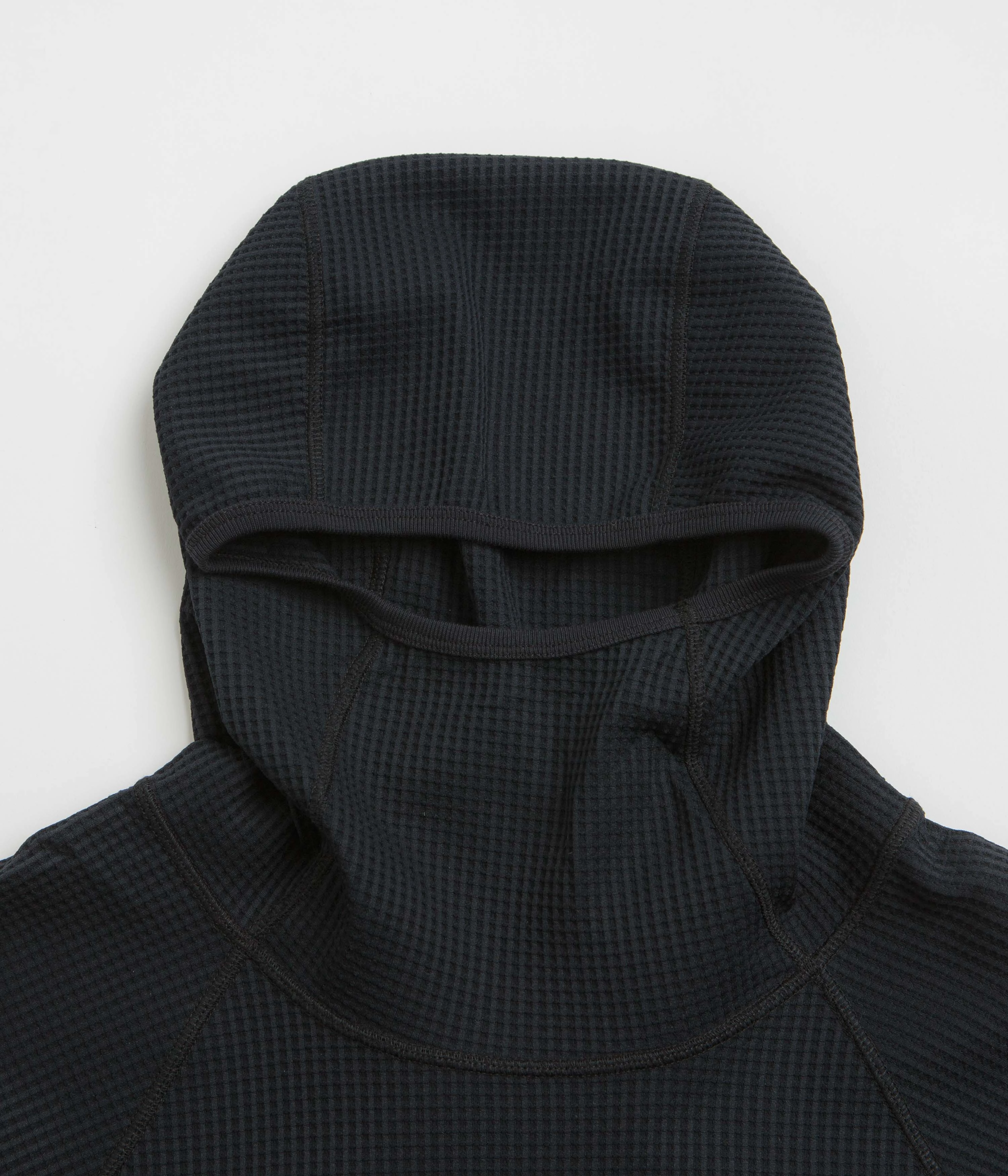 minimalistic Armadillo like Purple Mountain Observatory Waffle Balaclava Hoodie - Black