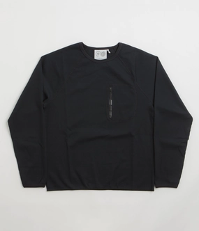 RelaxedFit Purple Mountain Observatory Waffle Long Sleeve T-Shirt - Black