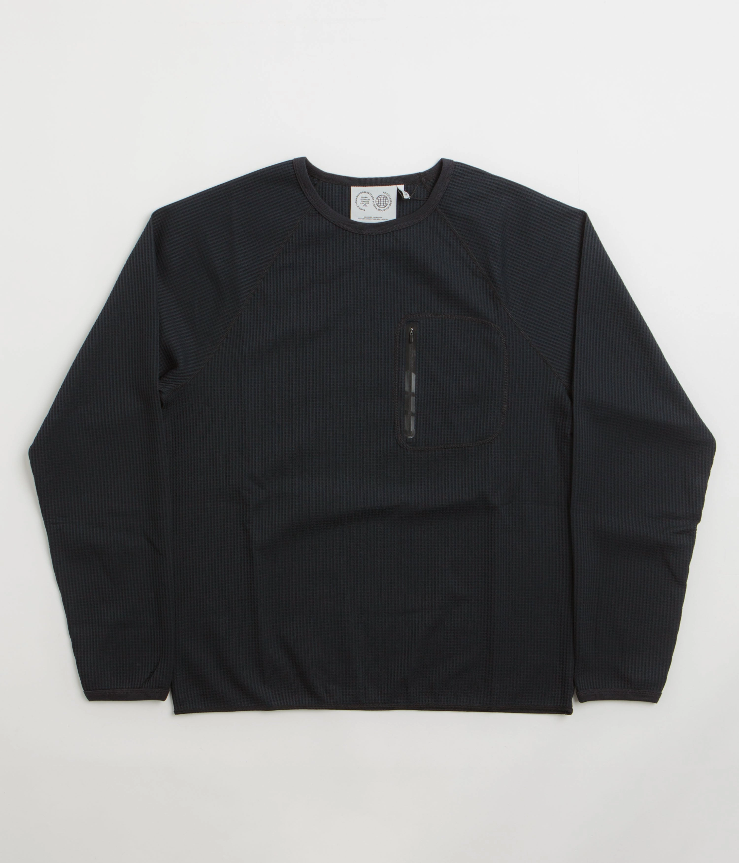 RelaxedFit Purple Mountain Observatory Waffle Long Sleeve T-Shirt - Black