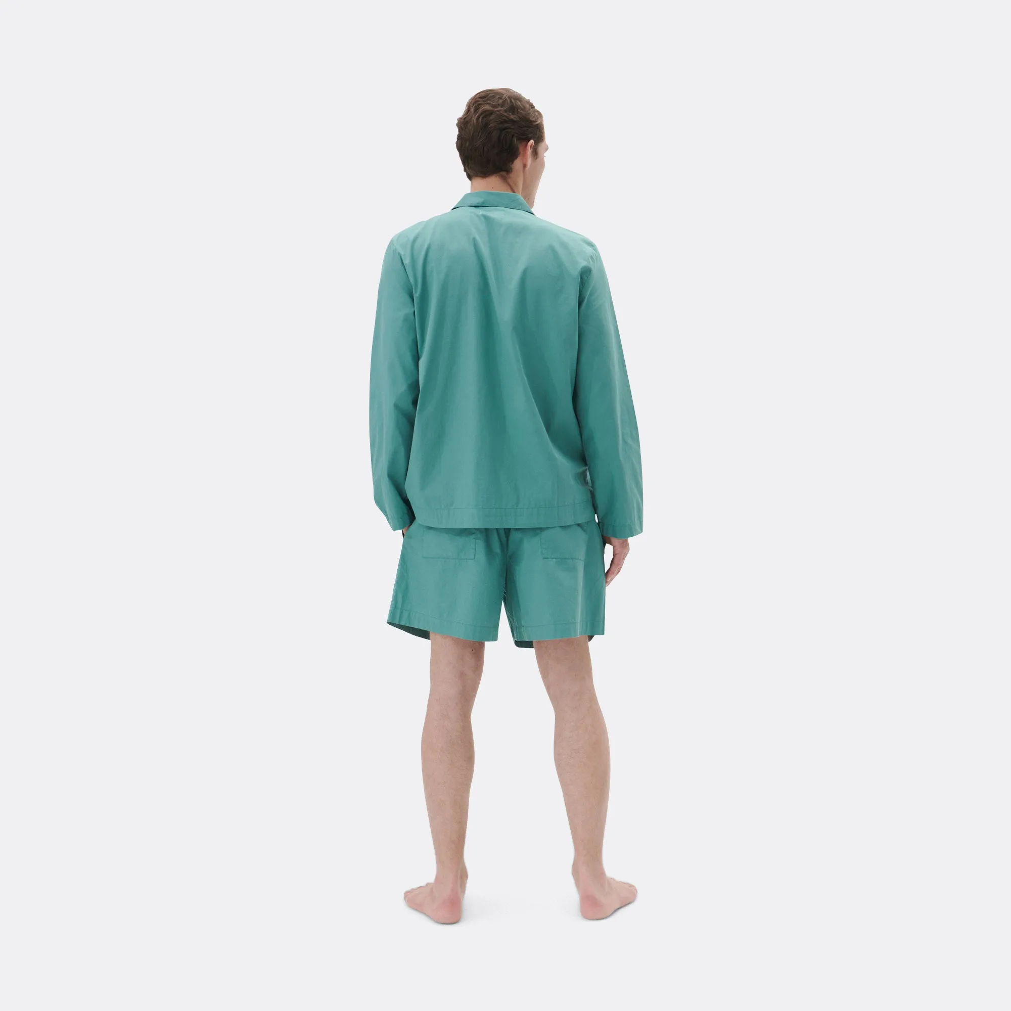 Pyjama Shorts - Vintage Green Cotton Poplin Active Fit