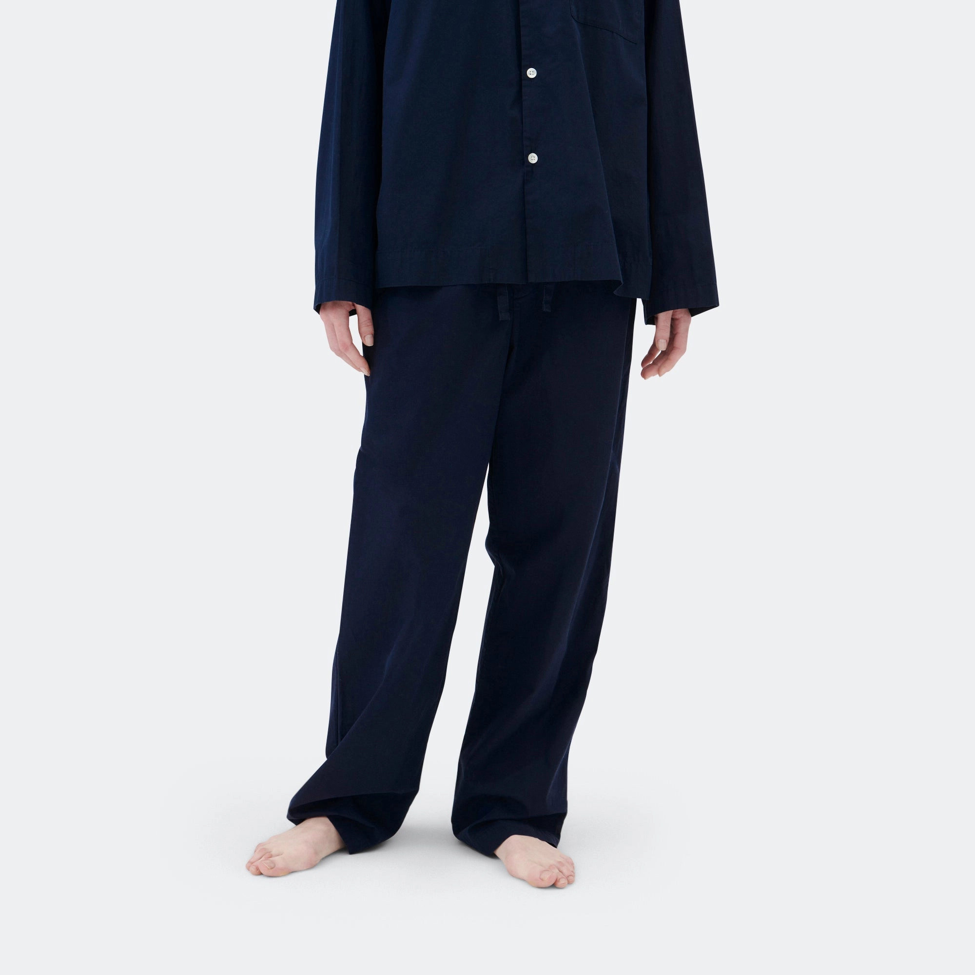 Elastic waist premium fabric Pyjama Pants - True Navy Cotton Poplin