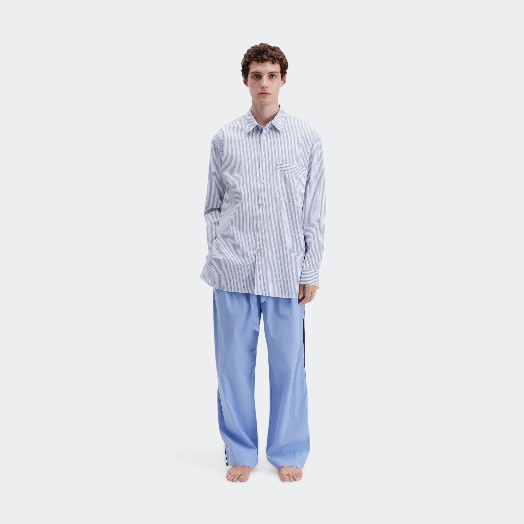 Polished Style Pyjama Shirt - Orchid Stripes Cotton Poplin