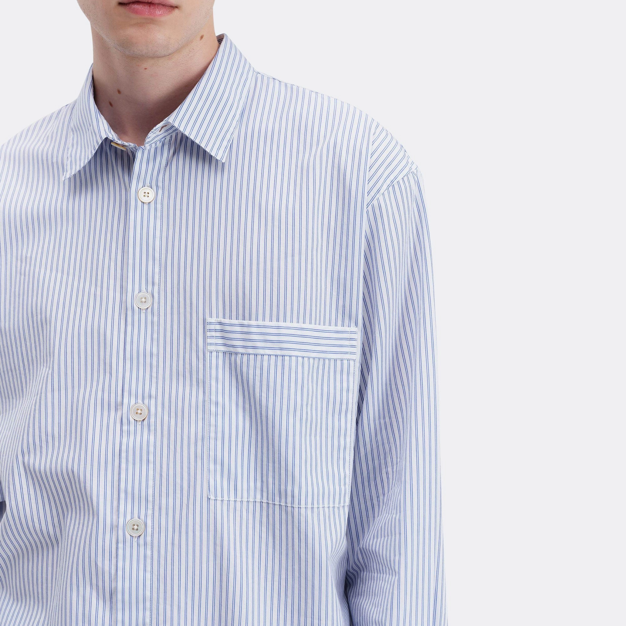 Monochrome Palette Pyjama Shirt - Orchid Stripes Cotton Poplin