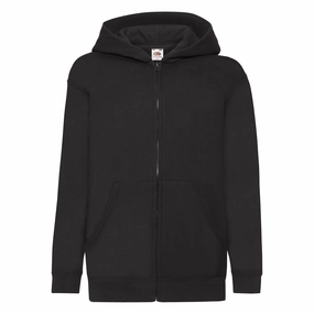 Kids Zip Through Hooded Sweat | BLACK Vintage Wash Effect Plush Feel
