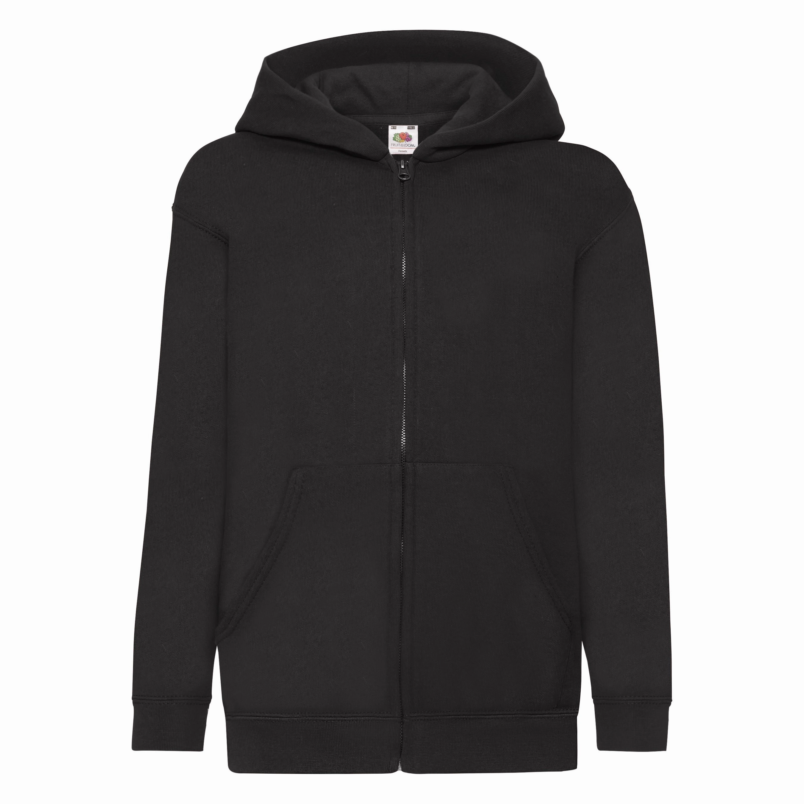 Kids Zip Through Hooded Sweat | BLACK Vintage Wash Effect Plush Feel