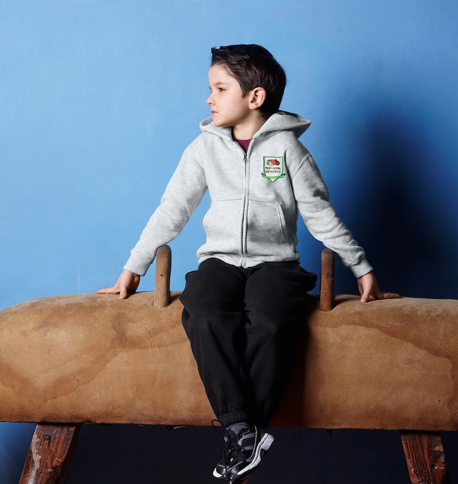 Kids Zip Through Hooded Sweat | BLACK Cozy Bobcat like