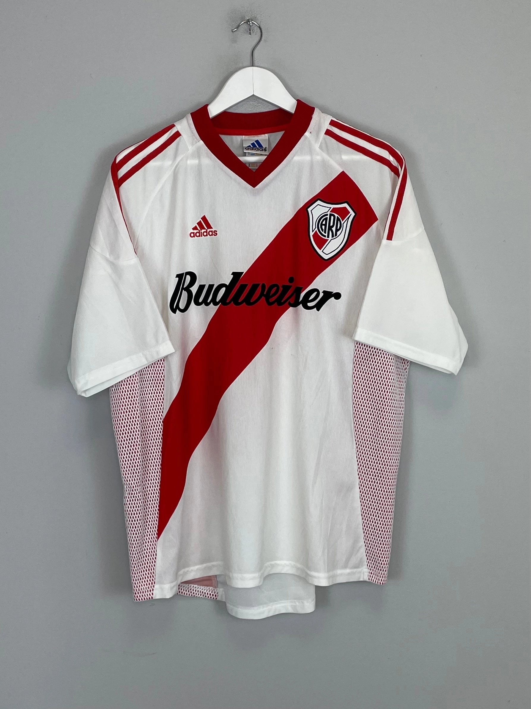 2002/03 RIVER PLATE HOME SHIRT (XL) ADIDAS Hygroscopic Fiber Blend Vented Back