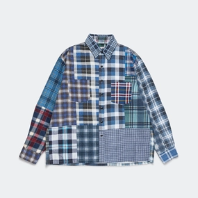 Rebuild Flannel Straight Hem Shirt SS25 - Medium #1 Multi Layer Stitching
